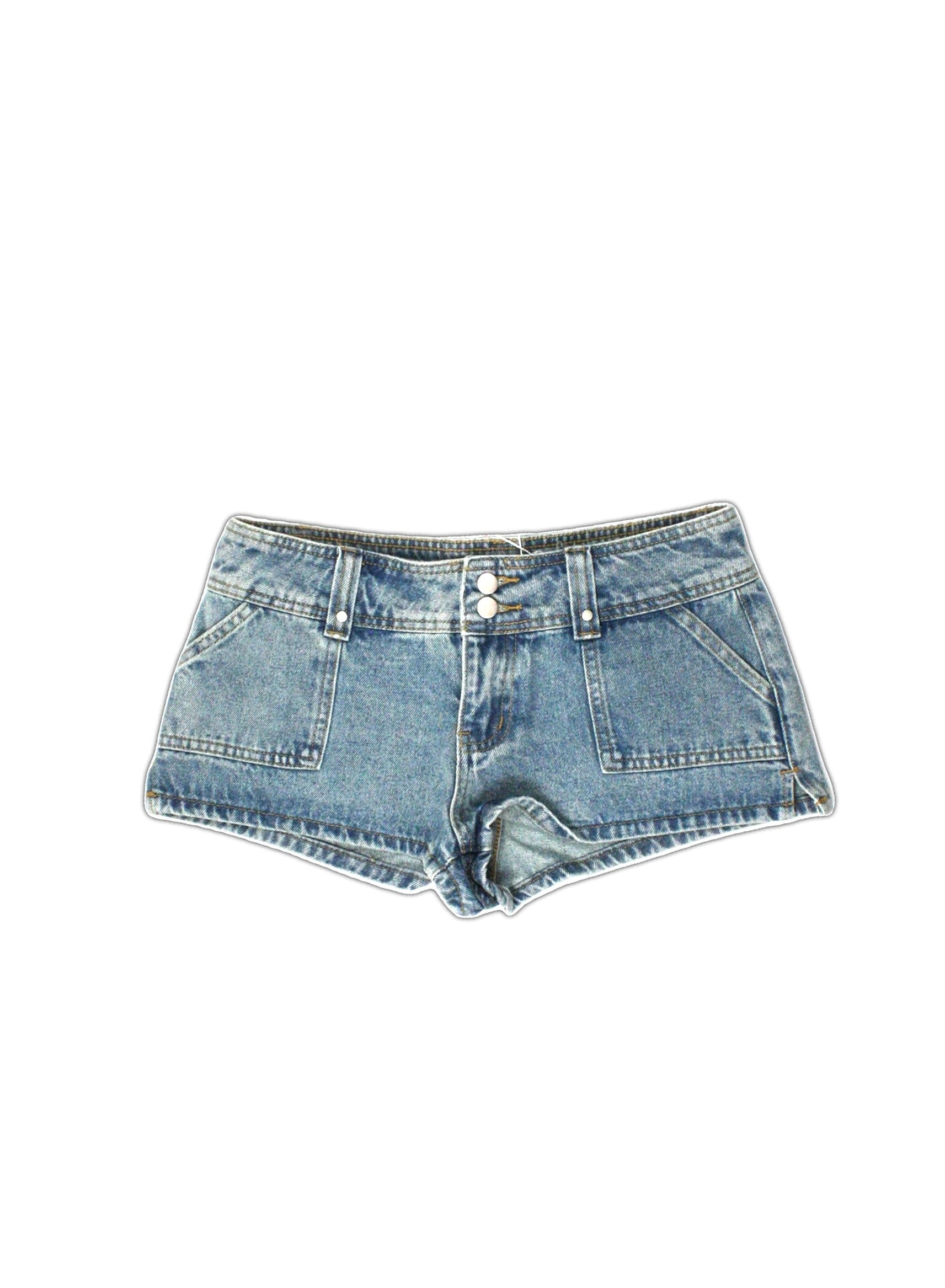 Edikted Women's Blue/Medium Wash Shorts with Denim, 4 Pockets, Mini, Micro Mini – Size W25