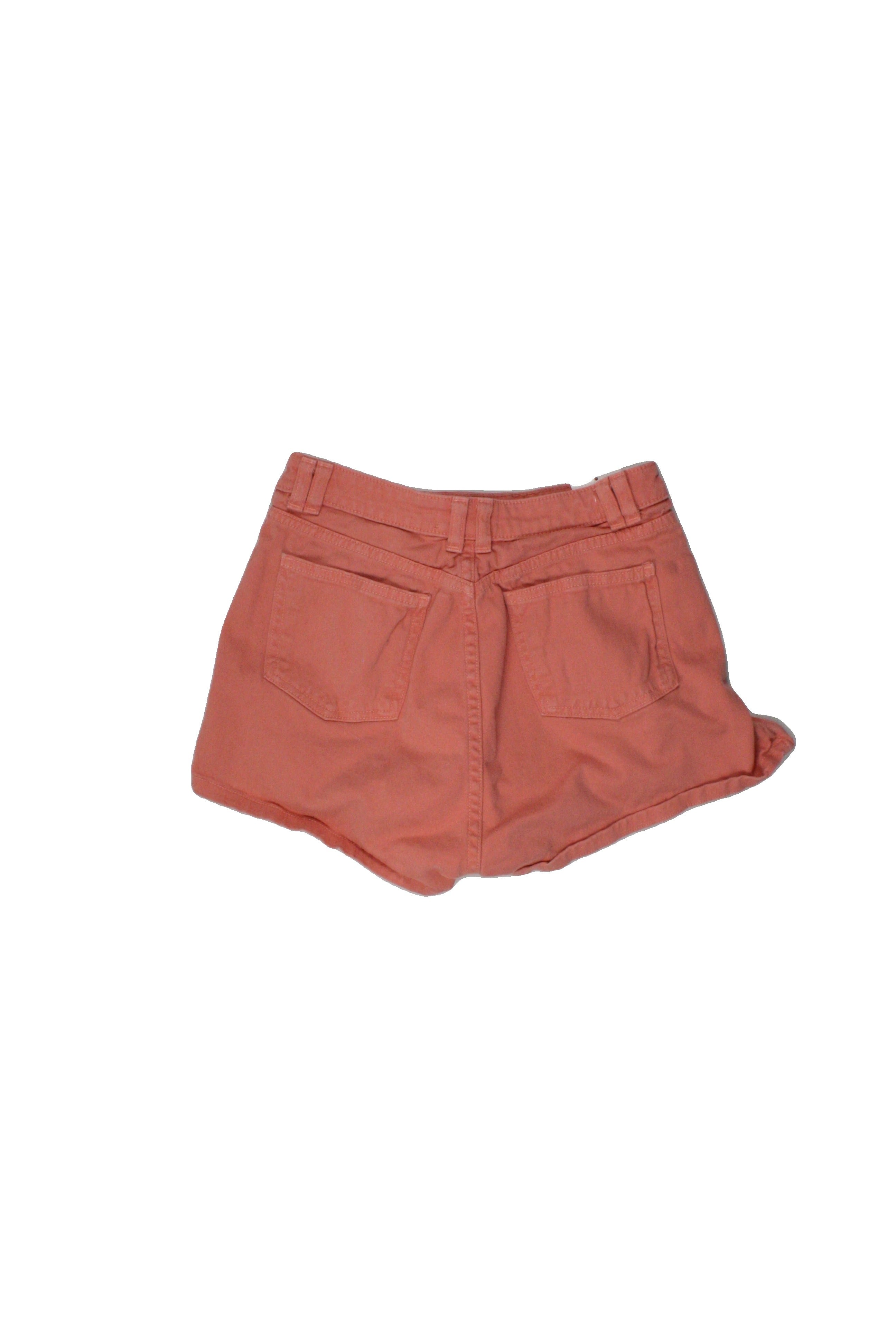 American Apparel Women's Pink Shorts with 5 Pockets, Bronze Button, Mini – Size W24