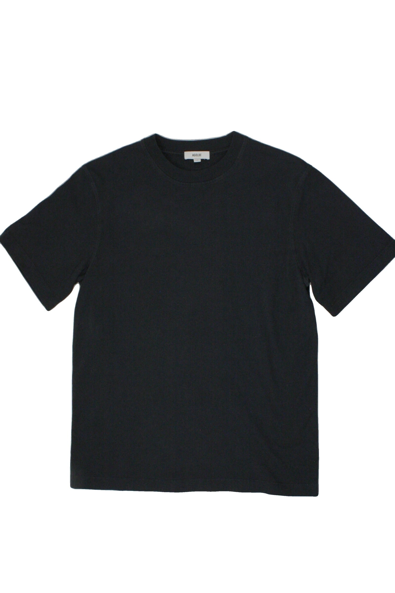 AGOLDE Women's Navy Crew Neck Tee with Ribbed Trim – Size XS
