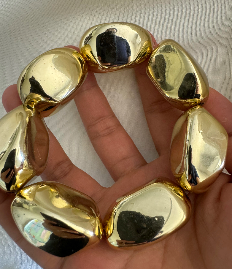 Barbara-Nugget Bead Metal 14K Gold, Stretch