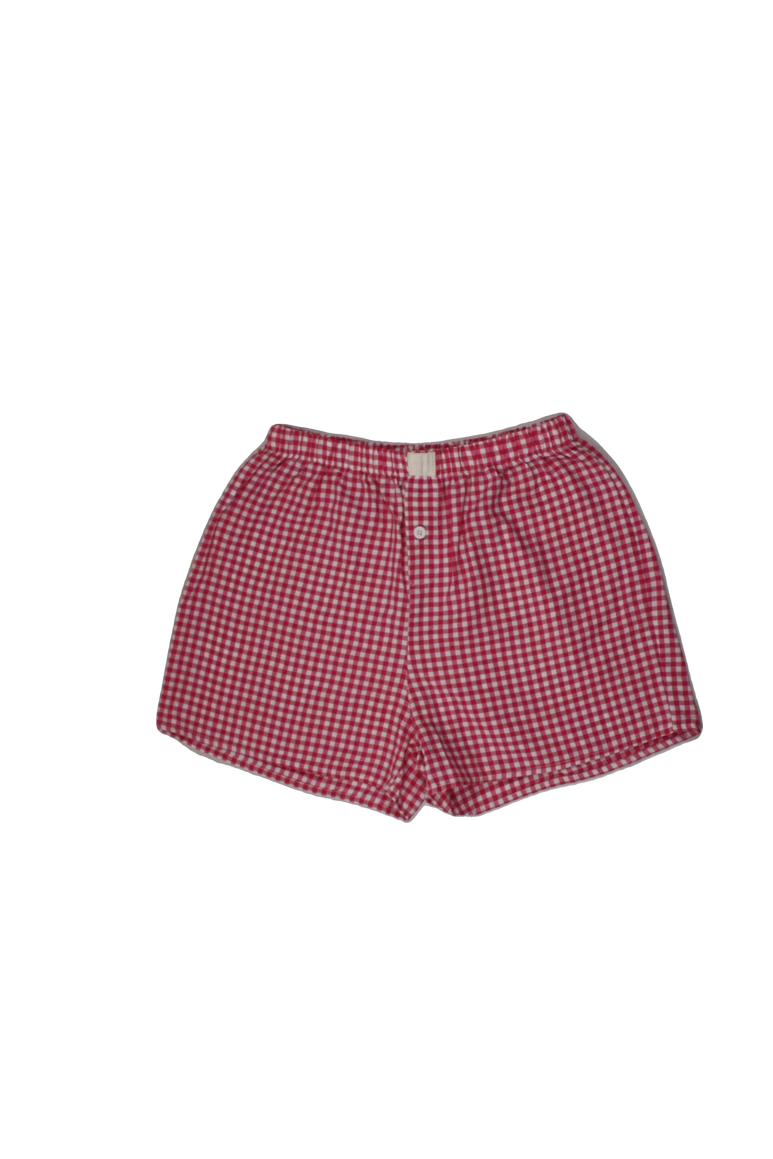 No Brand Women's Pink/White Shorts with Elastic Waist, Gingham, Waistband Patch – Size W25