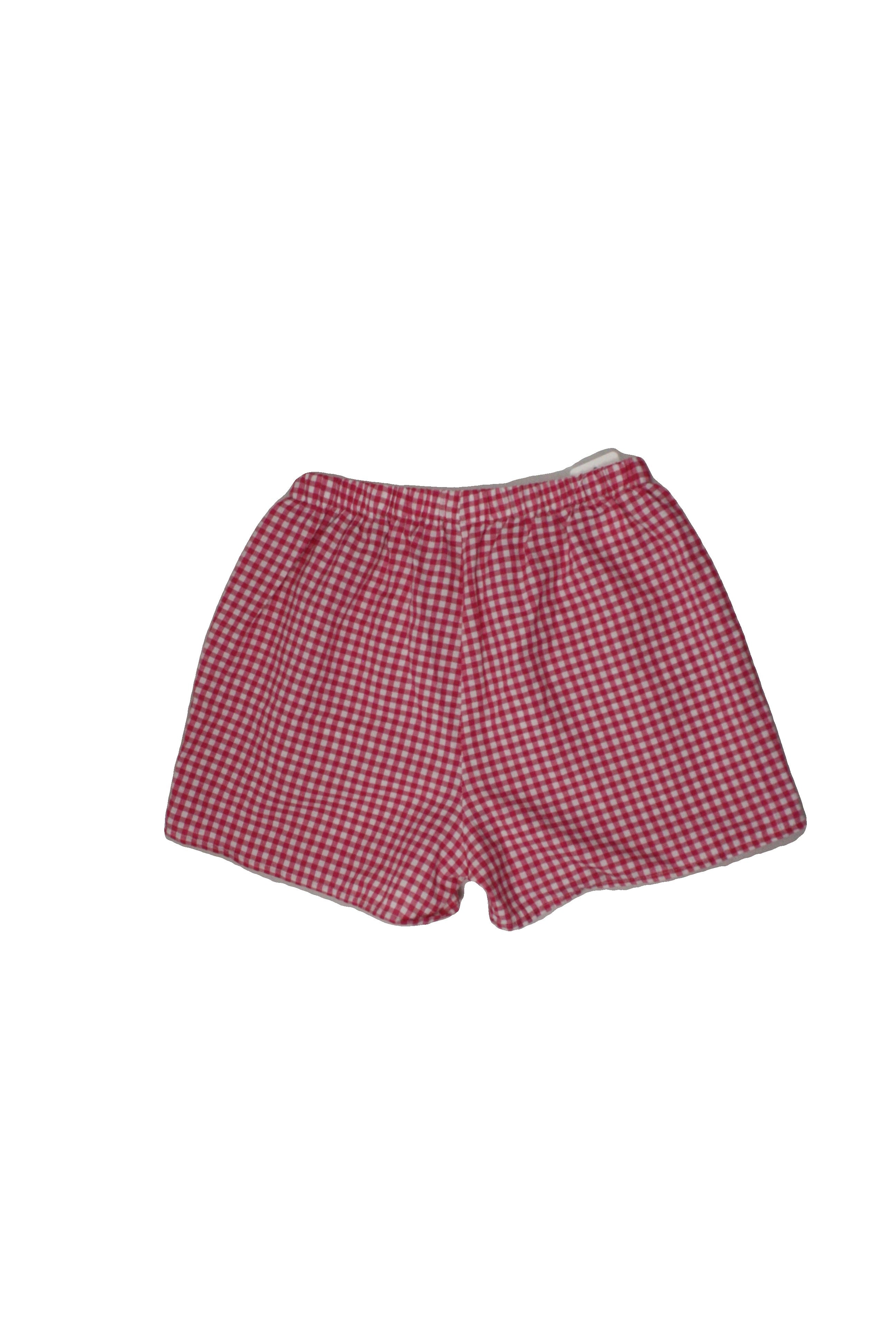No Brand Women's Pink/White Shorts with Elastic Waist, Gingham, Waistband Patch – Size W25