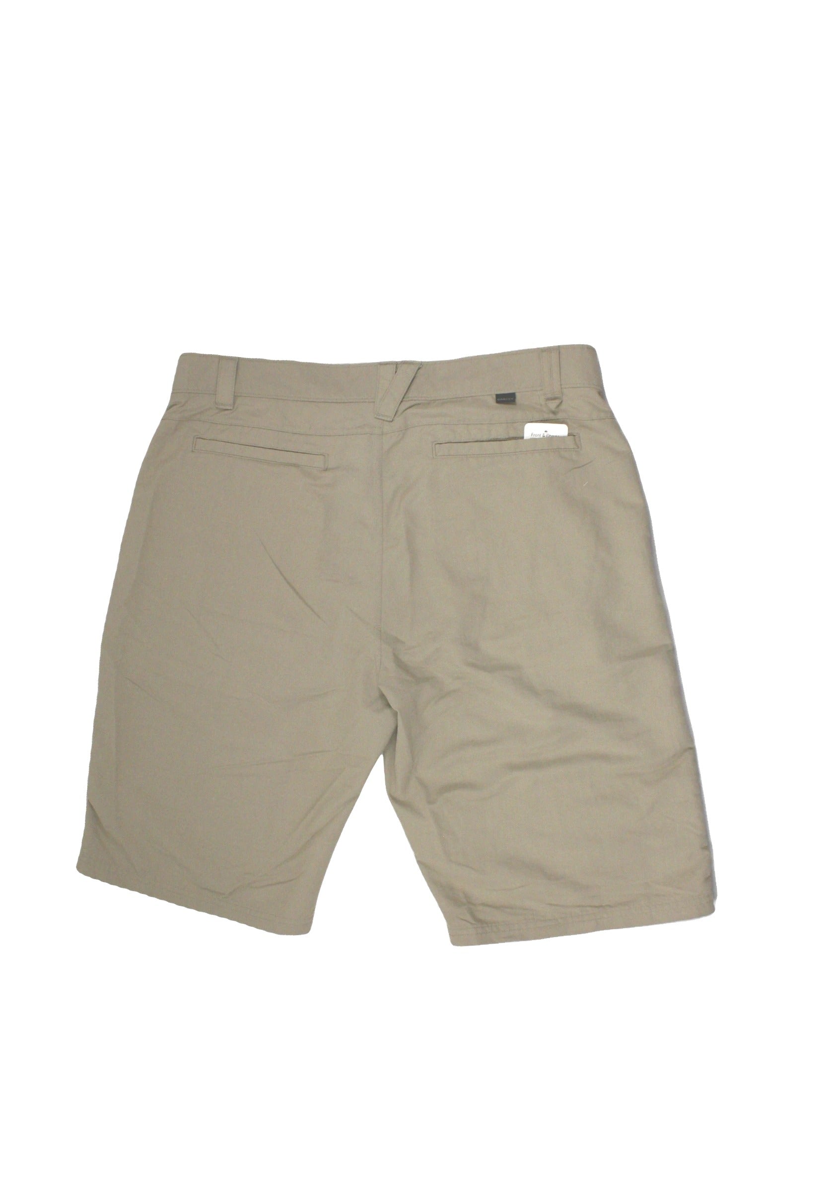 Oakley Men's Tan Long Shorts with Four Pockets, Back Tab Logo, and Belt Loops – Size W38