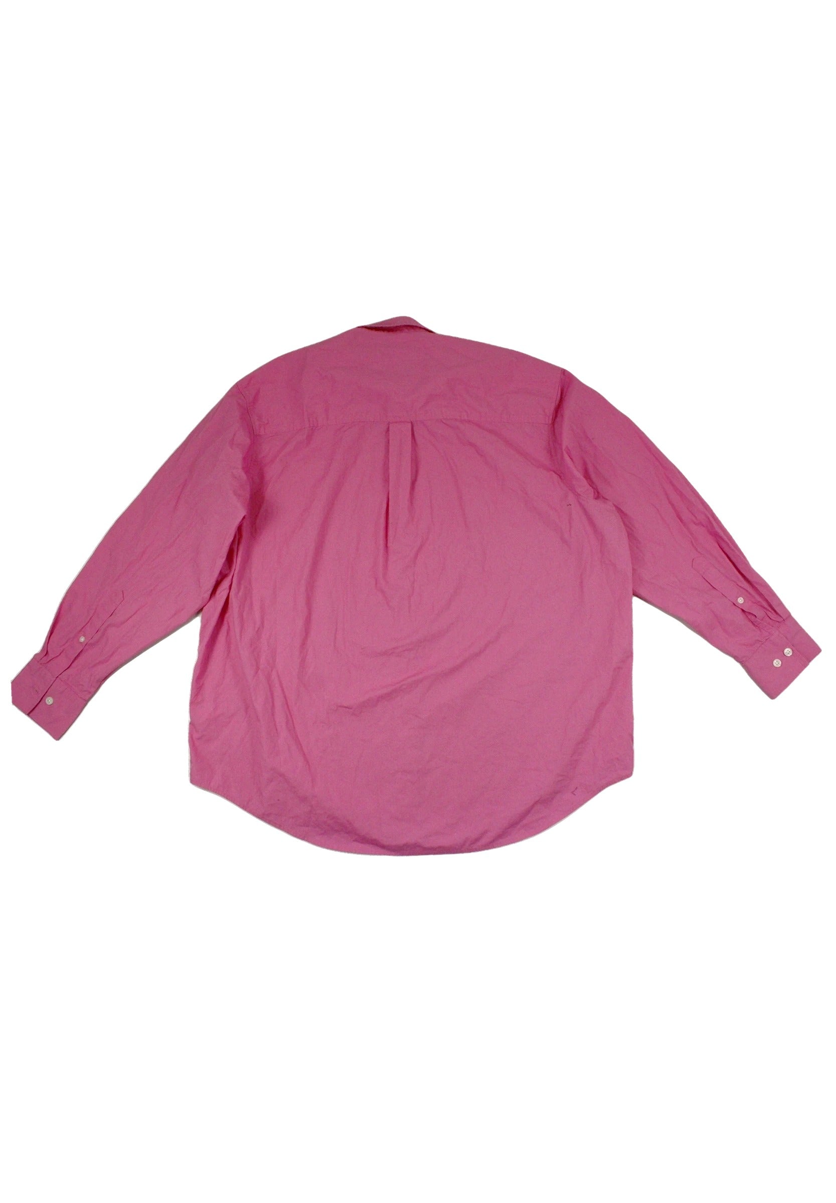 Gap Women's Pink Long Sleeve Cotton Shirt with Cream Buttons, One Pocket, and Back Pleat – Size M