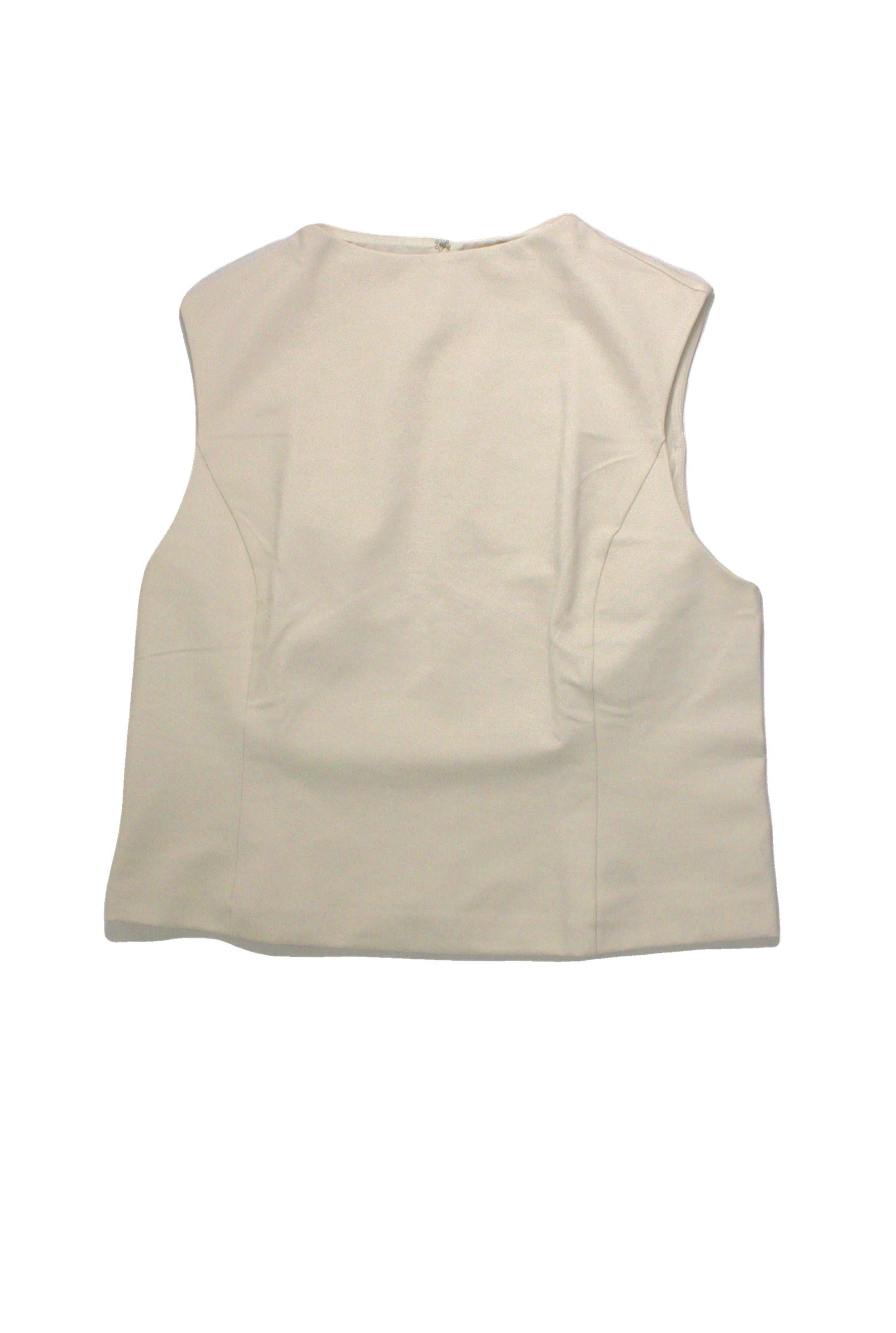 Banana Republic Women's Cream Sleeveless Round Neck Top with Princess Seams and Back Zip – Size XL