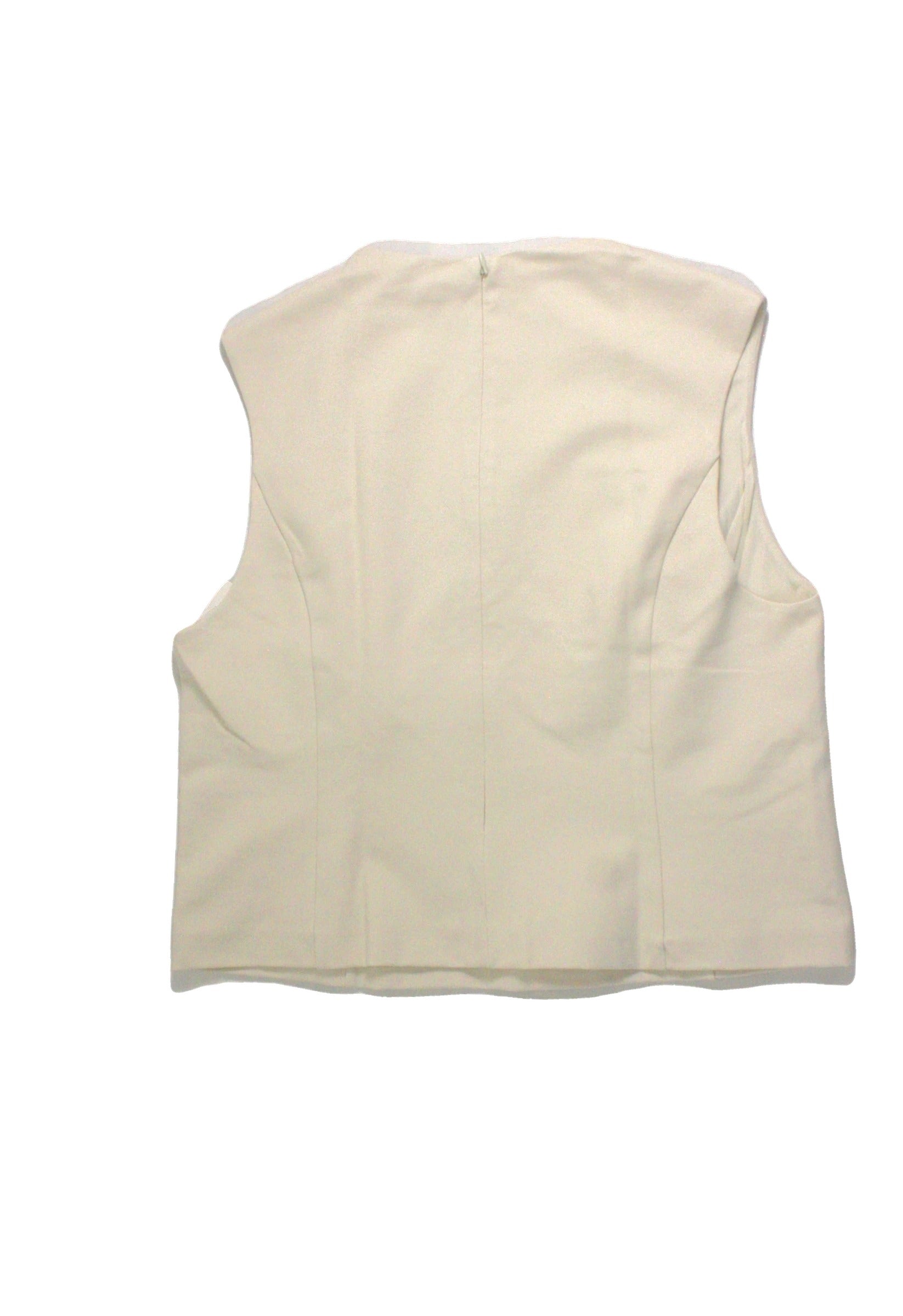 Banana Republic Women's Cream Sleeveless Round Neck Top with Princess Seams and Back Zip – Size XL