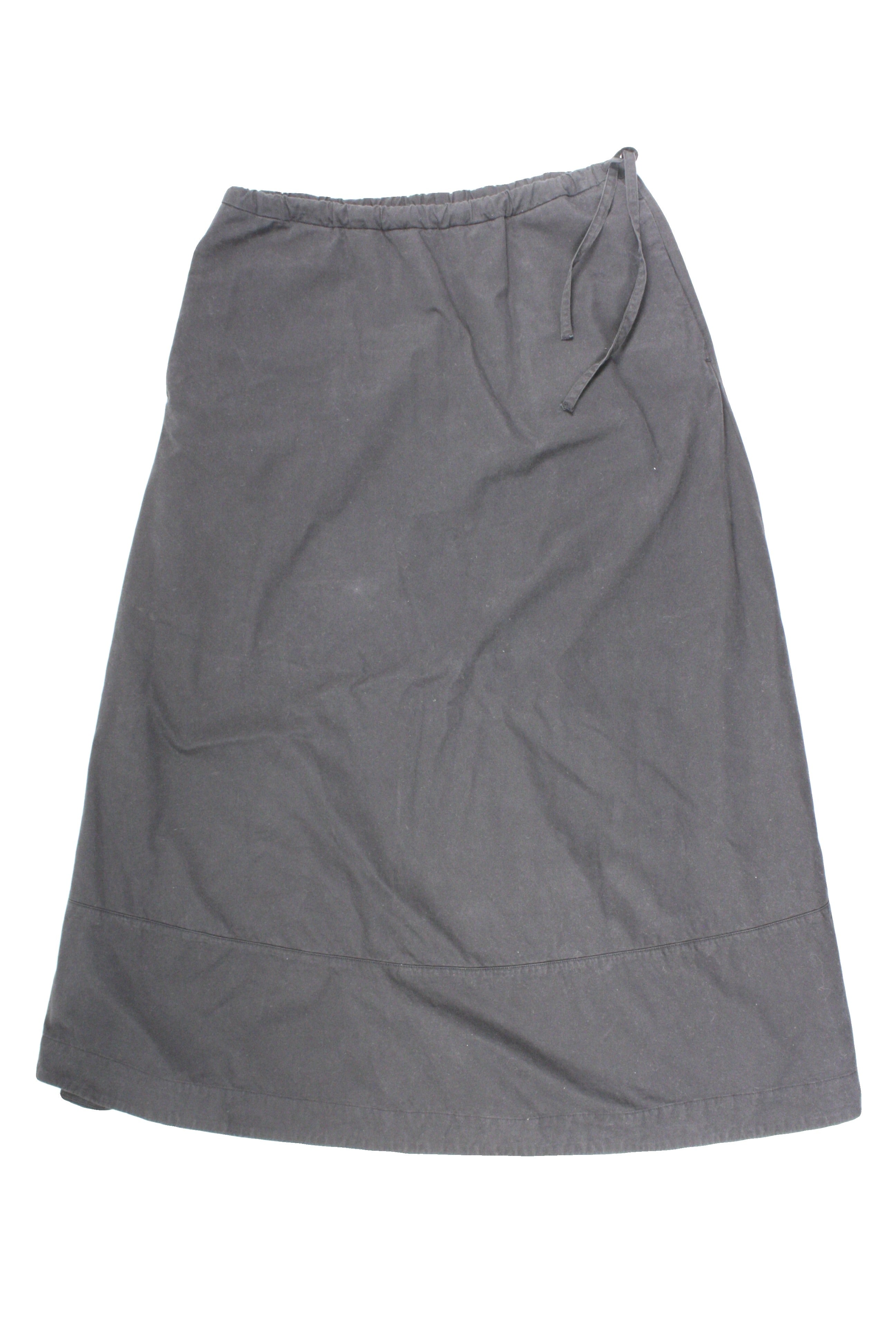 Kotn Women's Black Cotton A-Line Maxi Skirt with Side Ties and Two Pockets – Size W28