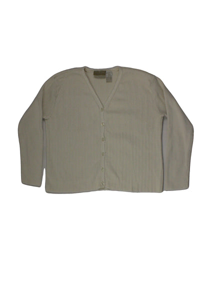 Liz Claiborne Women's Cream Long-Sleeve Rib-Knit Cardigan
