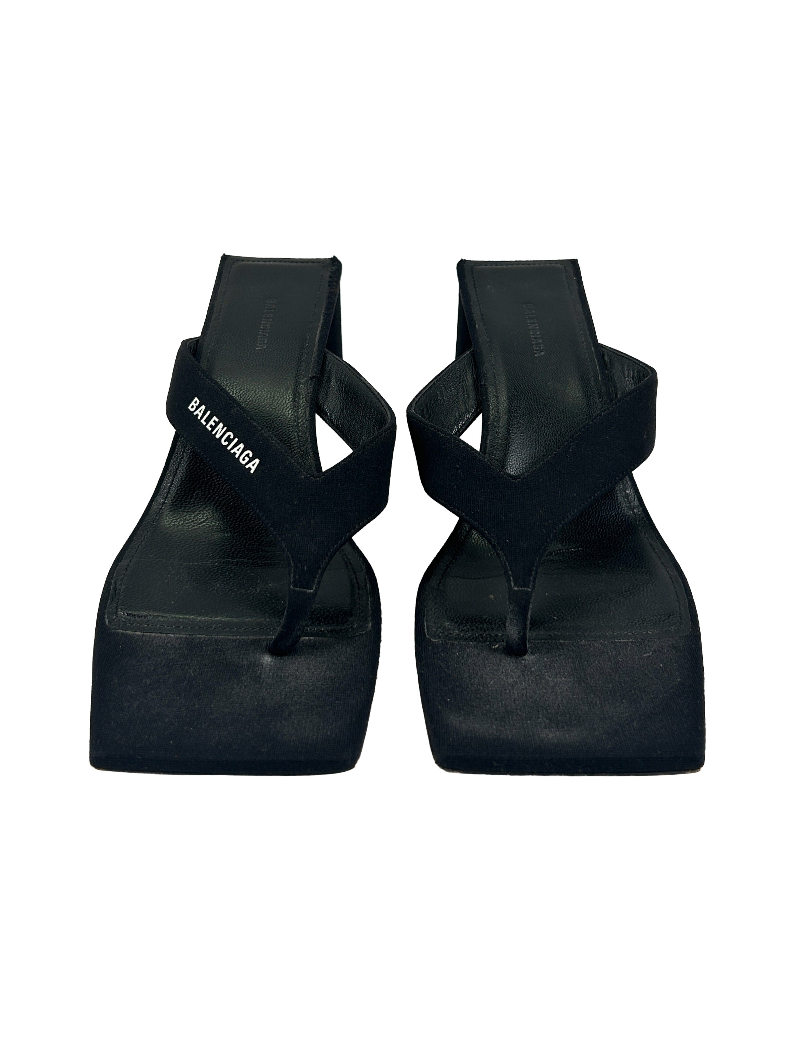 Balenciaga Size 35.5 Double Square Heeled Mules