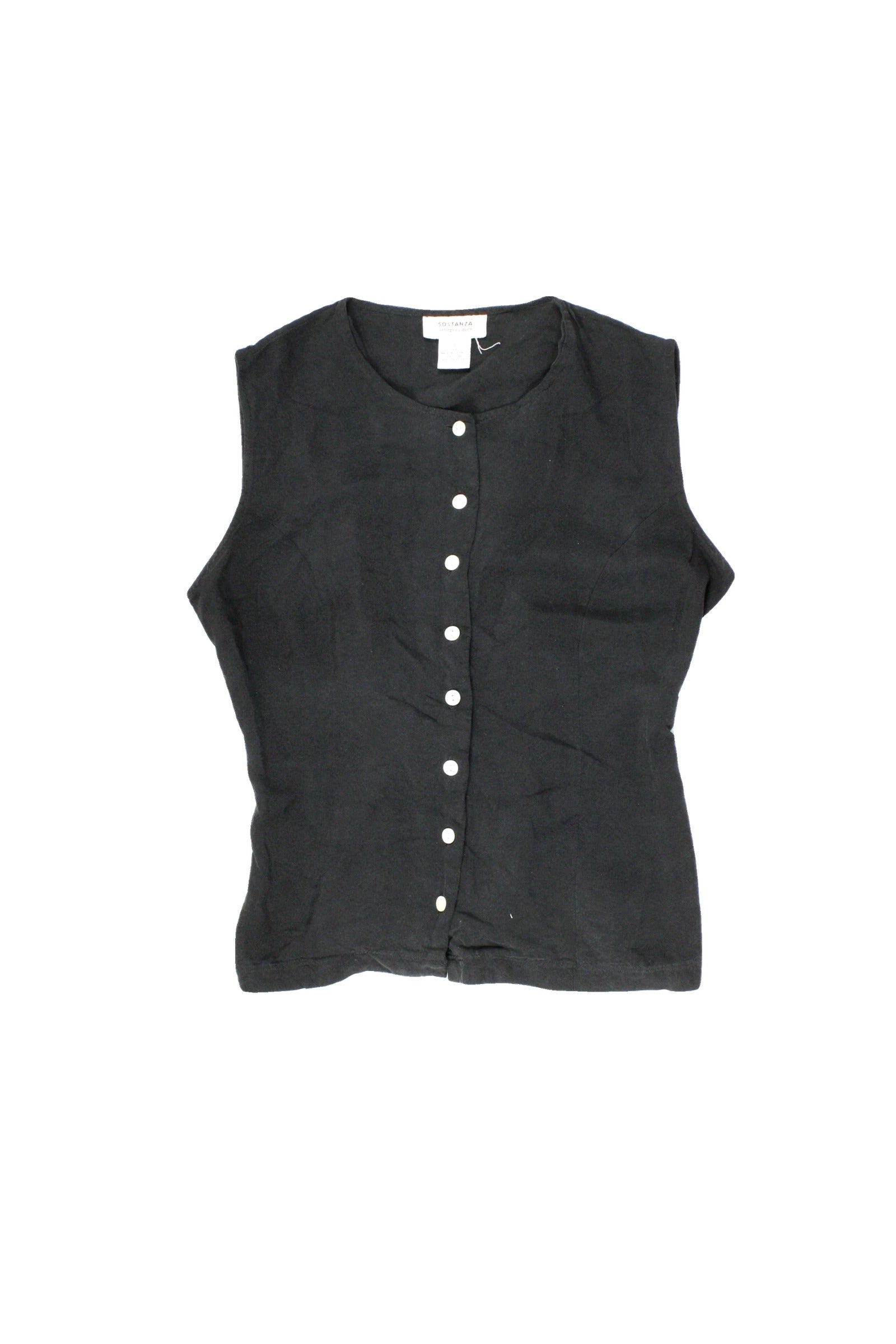 Sostanza Women's Black Silk Sleeveless Top