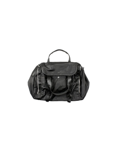 Lululemon Women's Black Duffle Bag with Large Size, Silver Hardware, Dual Handles