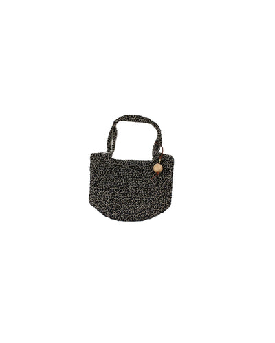 Handmade By Ana Women's Black/Tan/Navy Shoulder Bag with Twisted Detail, Wood Beads