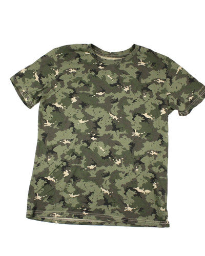 Decathlon Women's Olive/Black/Taupe Top with Round Neck, Camo Pattern – Size L