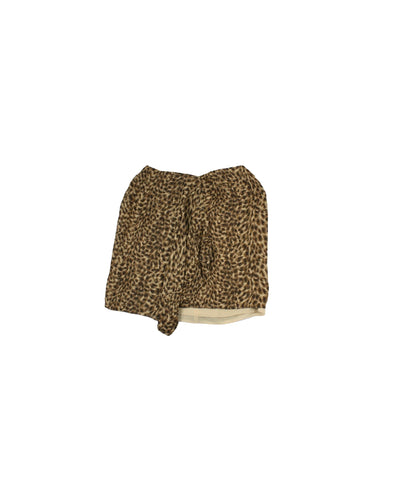 Emanuel Ungaro Women's Dark Brown/Light Brown/Beige Skirt with Silk, Abstract Fur Pattern, Faux Wrap – Size W26