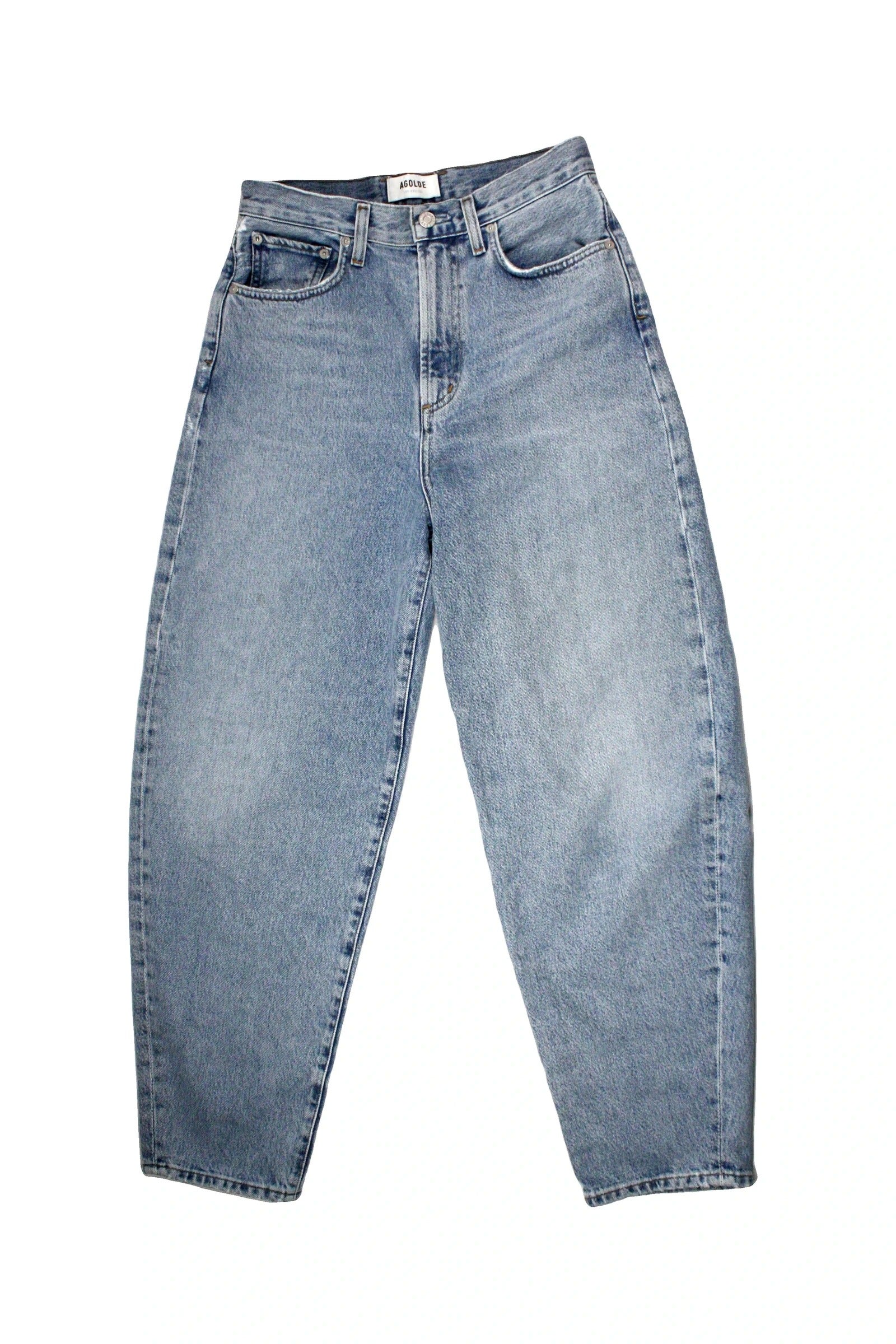 AGOLDE Women's Light Blue Jeans with Light Wash, Tapered, Contrast Stitching – Size W25