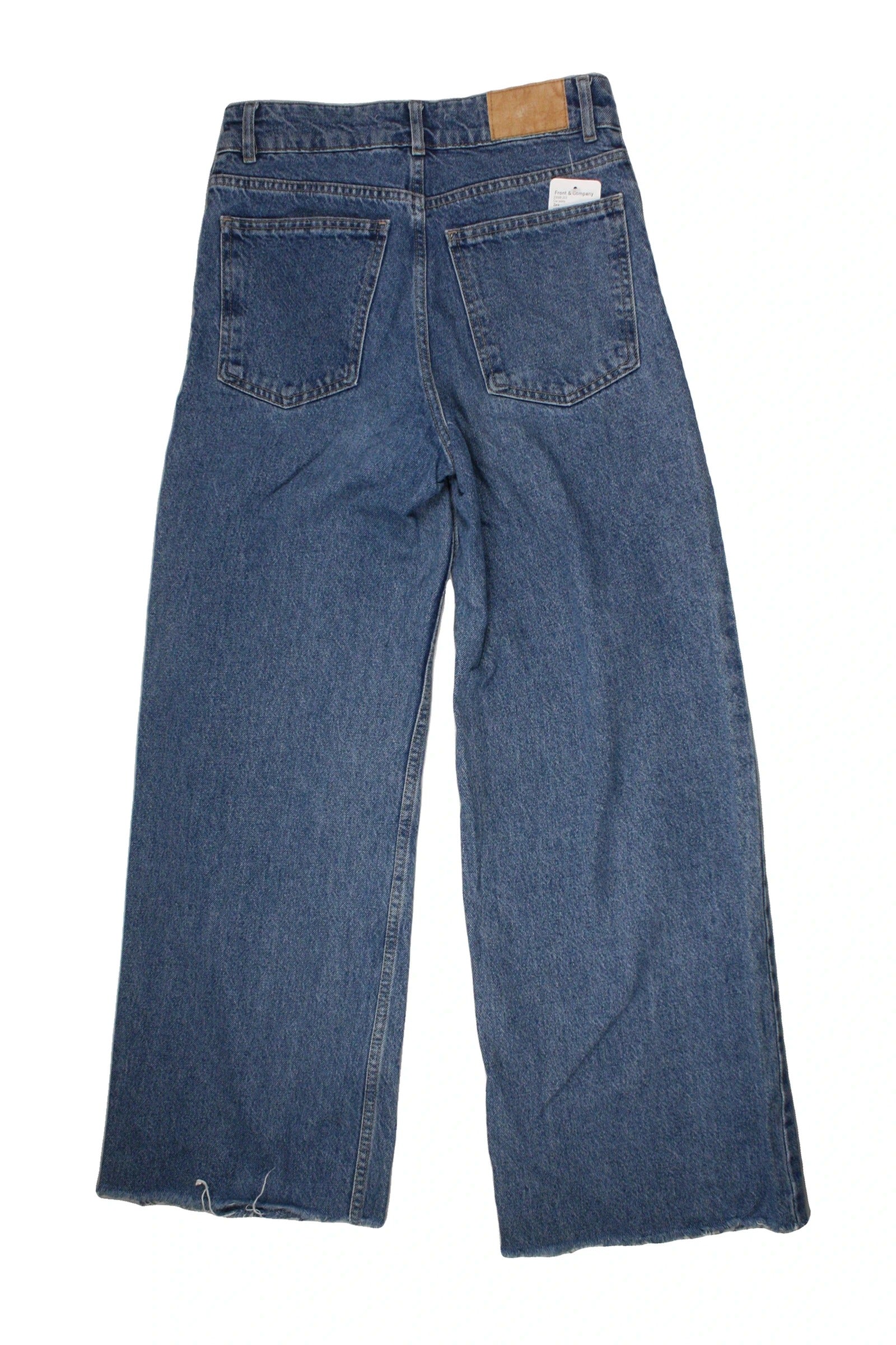 Zara Women's Blue Jeans with Medium Wash, Wide Leg, Raw Hem – Size W26