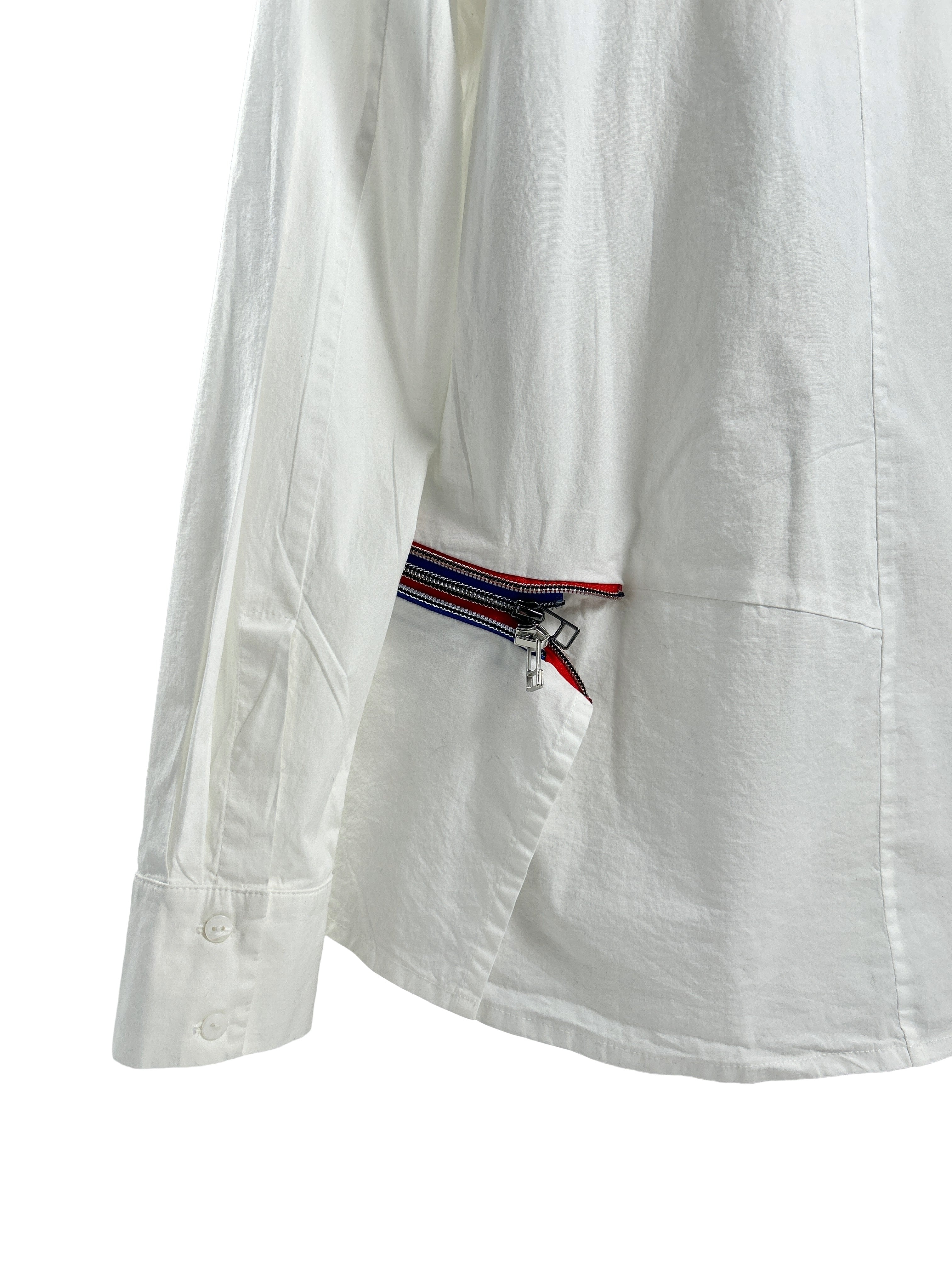 Crea Concept Size 38 Asymmetrical Half Button Zipper Shirt