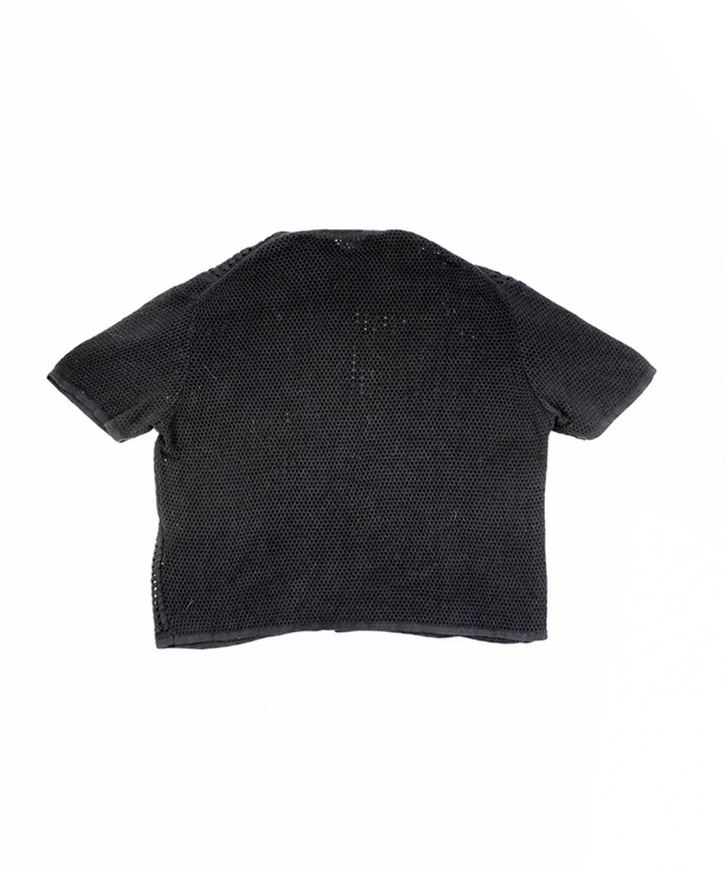 Kotn Men's Black Shirt with Crochet, Polo Neck, Rib Trim