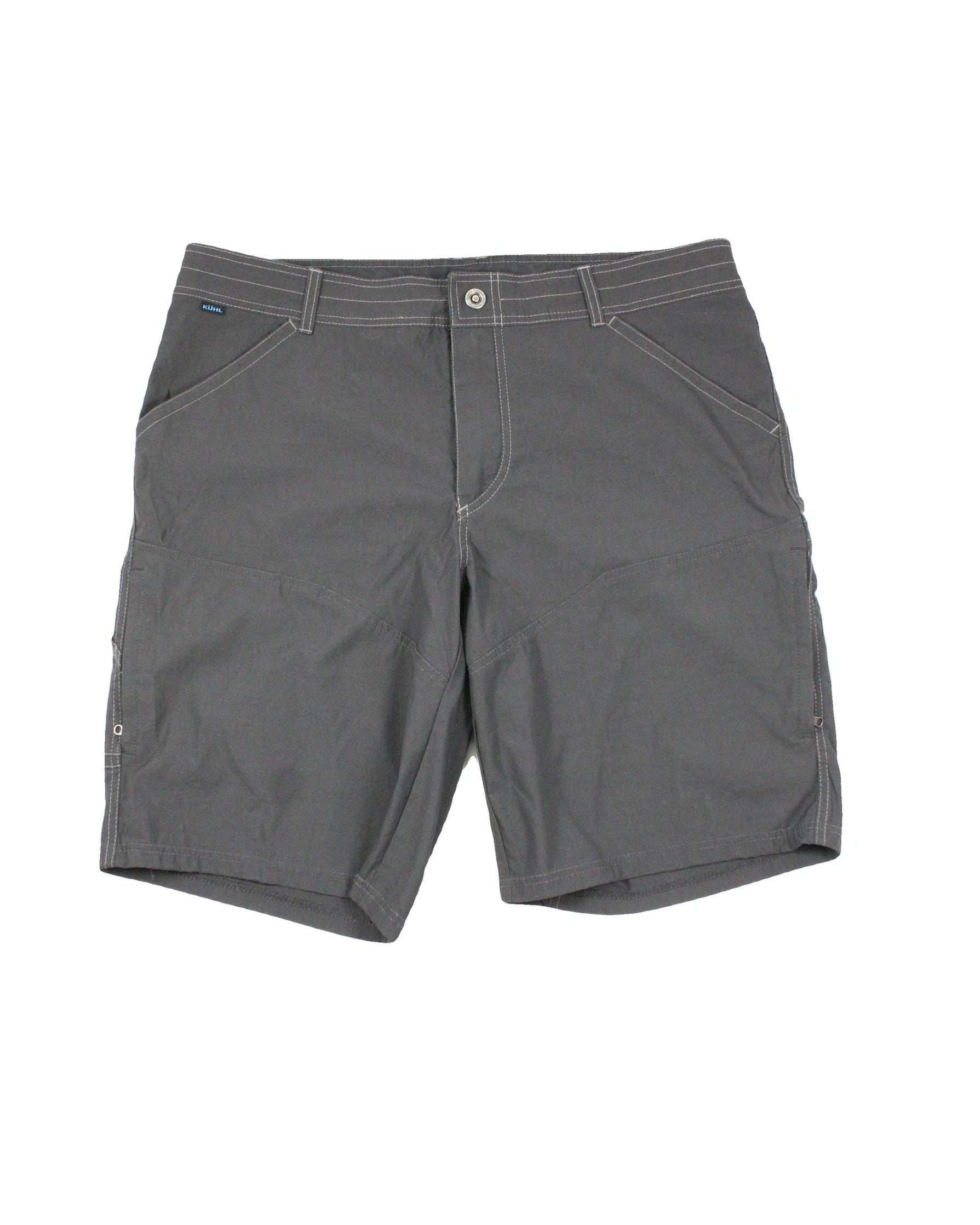 Kuhl Men's Dark Gray Shorts with Contrast Stitching, Cargo Pockets – Size W38