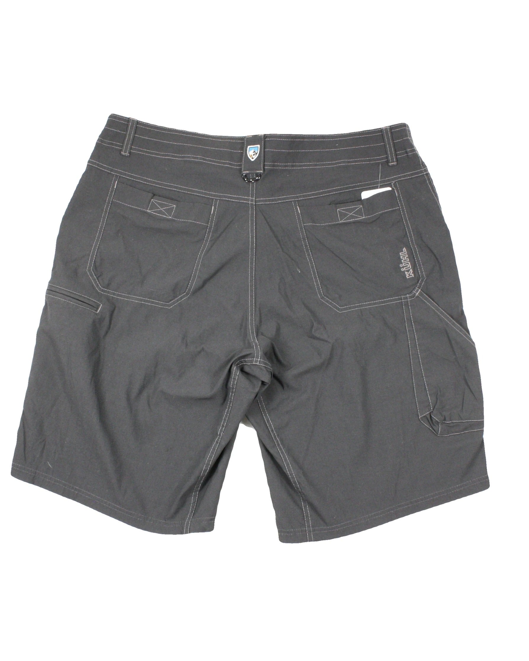 Kuhl Men's Dark Gray Shorts with Contrast Stitching, Cargo Pockets – Size W38