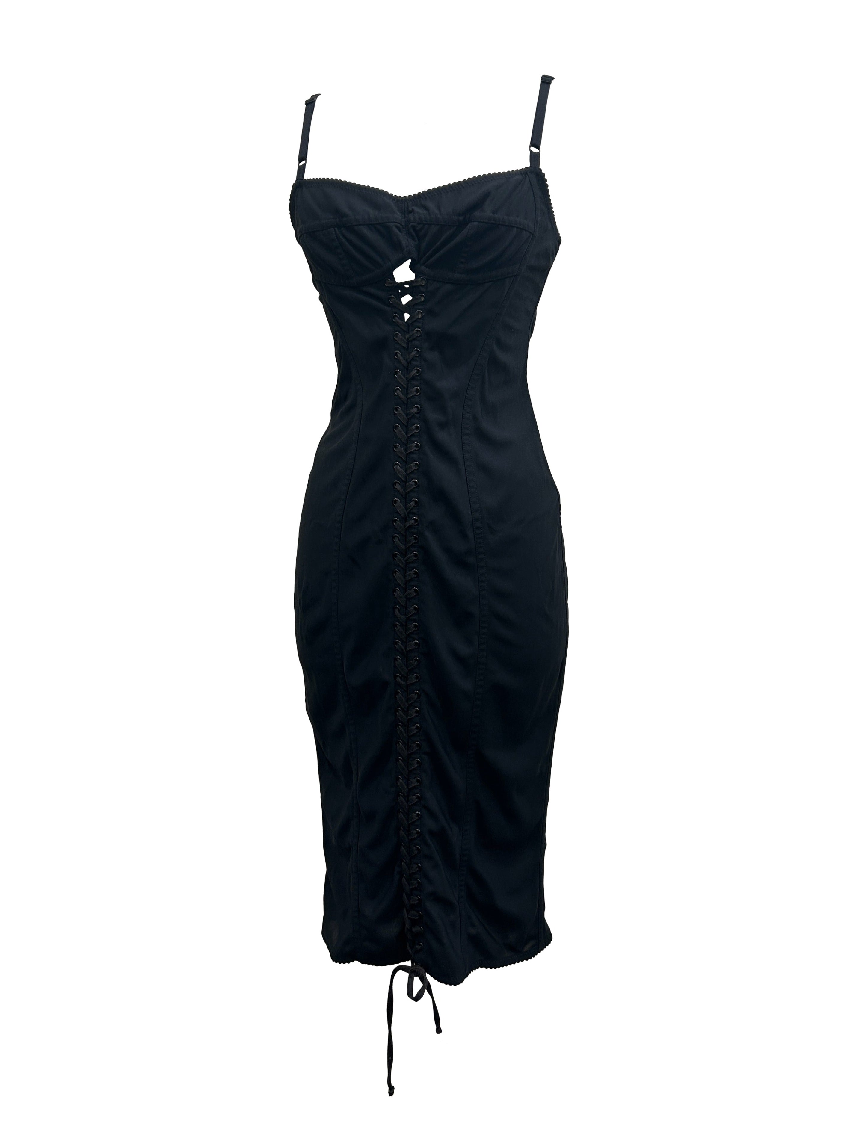 Dolce & Gabbana Size 10 Vintage Lace-Up Bustier Dress