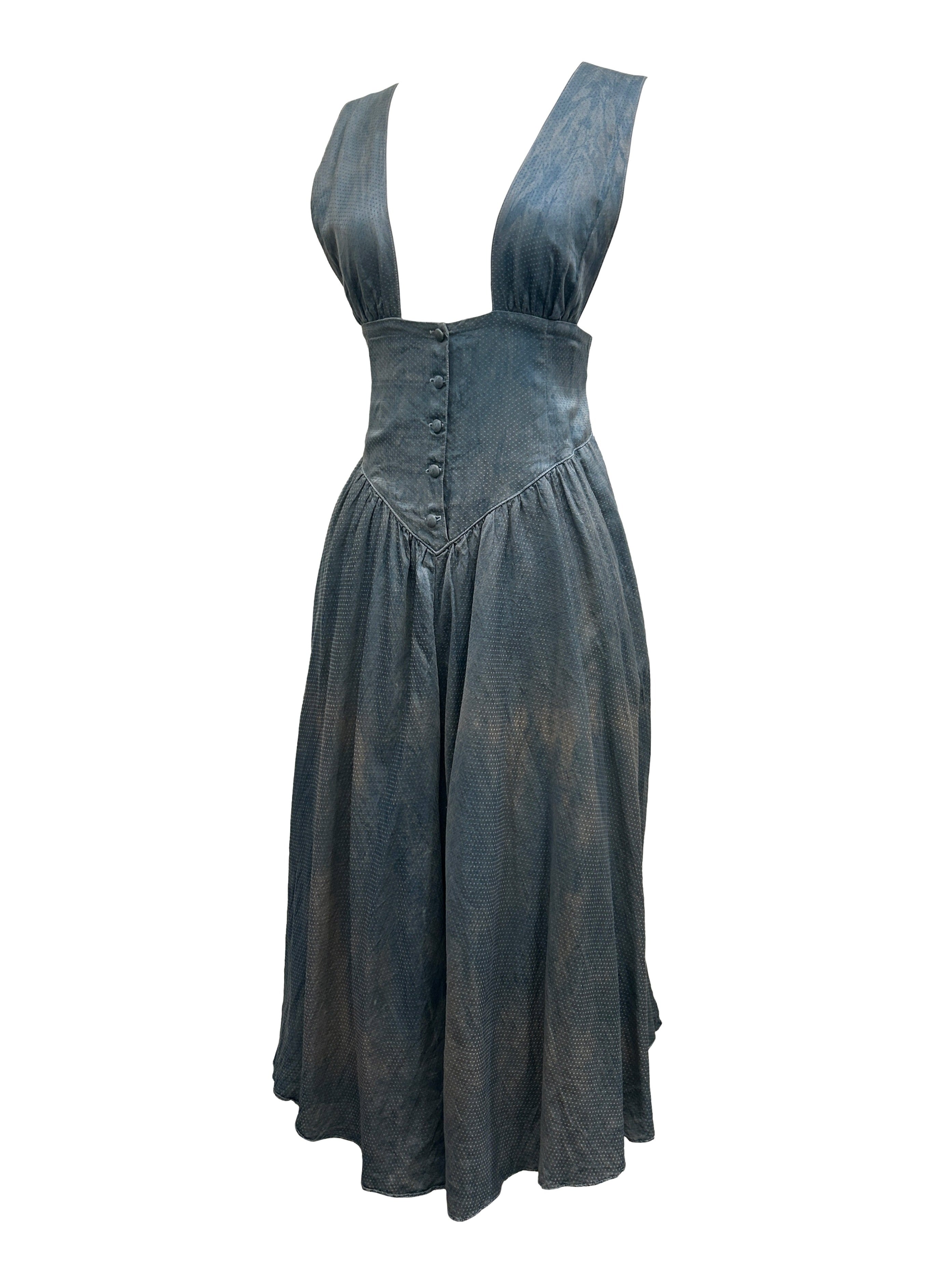 Vanessa Mooney Size M Indigo Silk Venus Dress