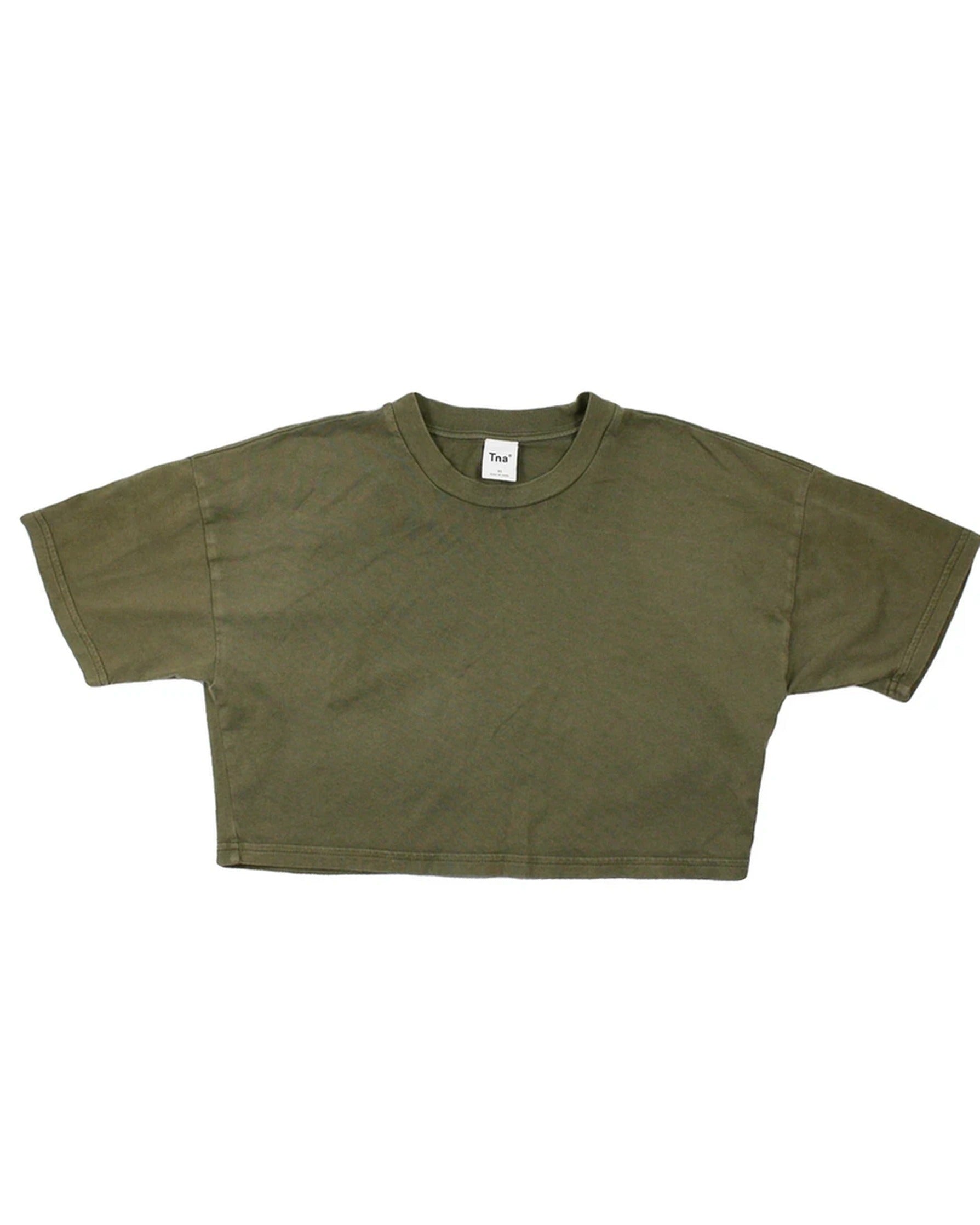 TNA Women's Olive Tee with Cotton, Crew Neck, Rib Trim – Size XS | As-Is
