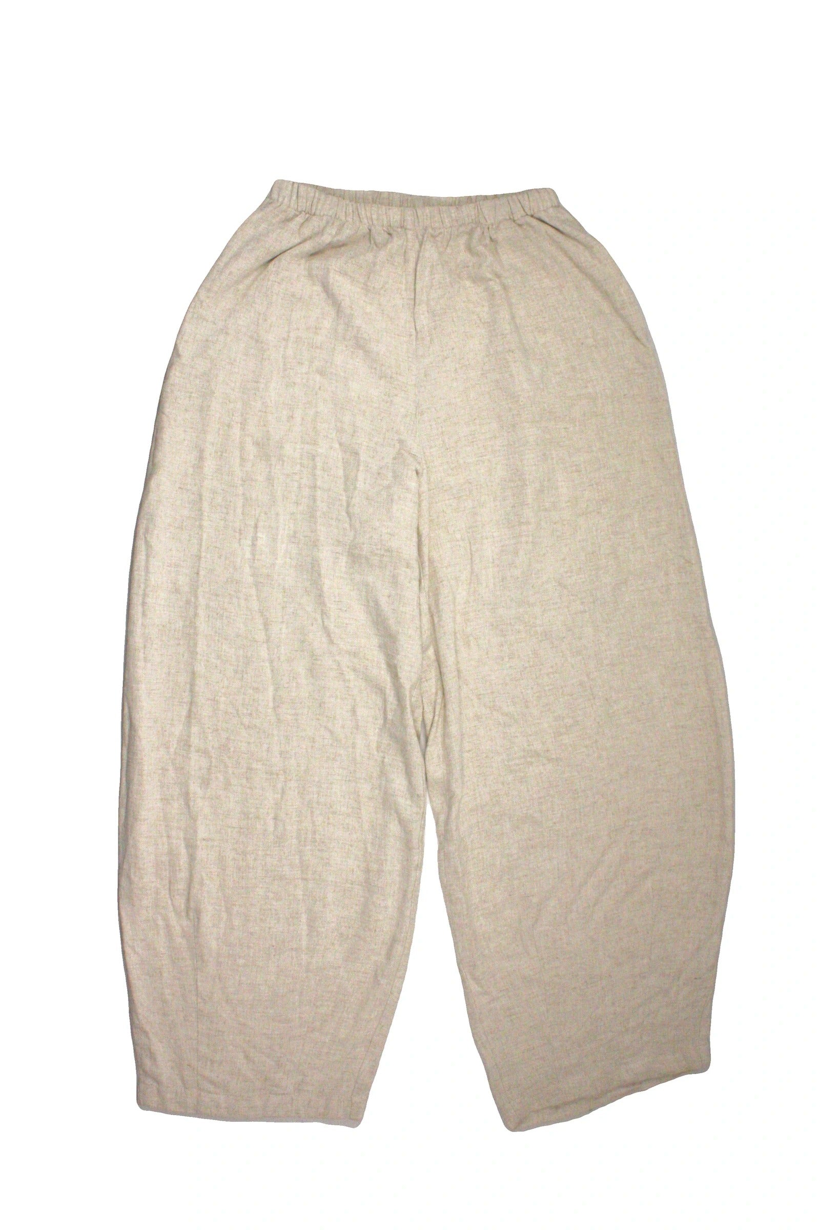 NLT Women's Beige Pants with Heathered, Elastic Waist, Baggy Fit – Size W24