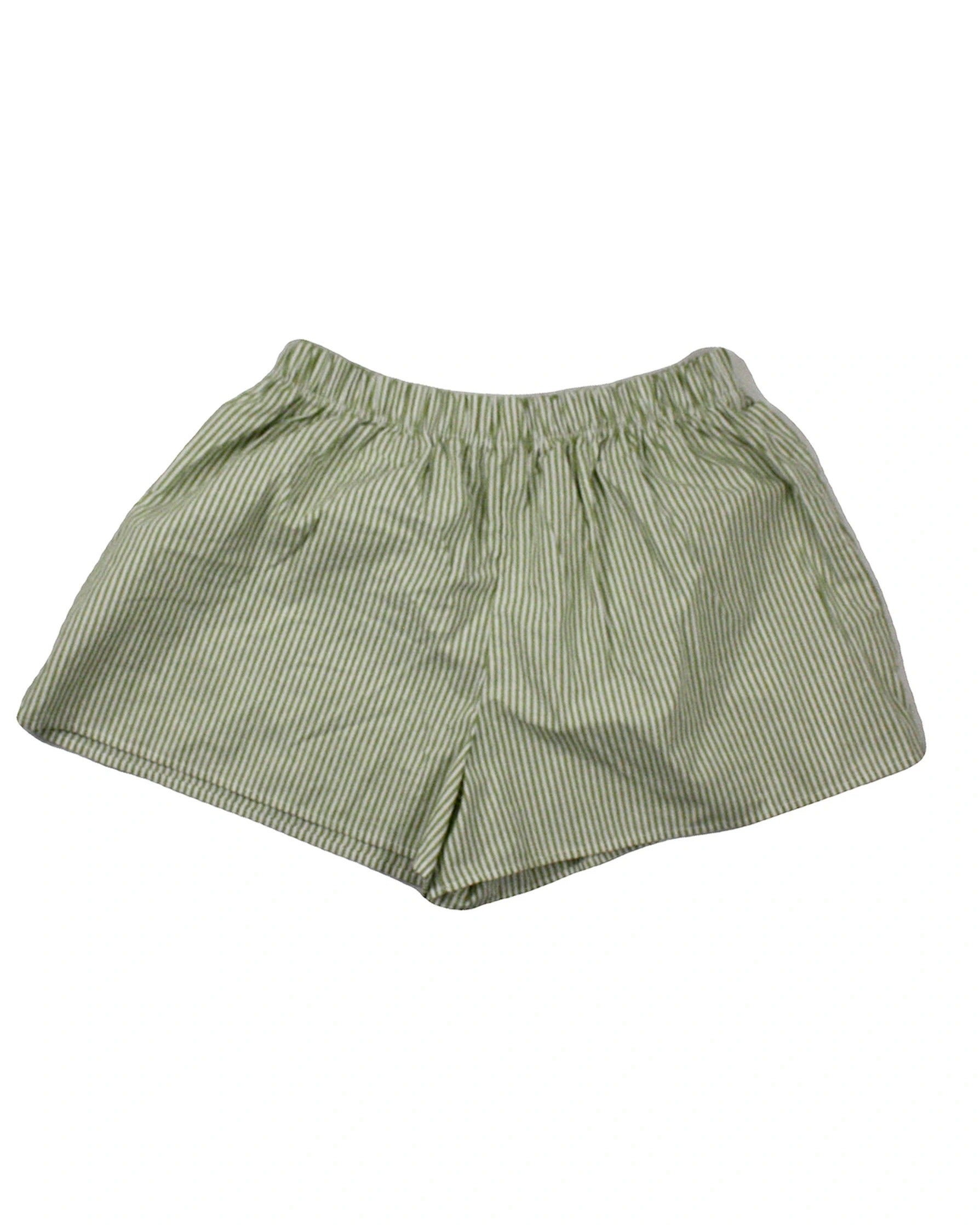 Rouri Women's Green/White Shorts with Boxer Style, Elastic Waist – Size W27