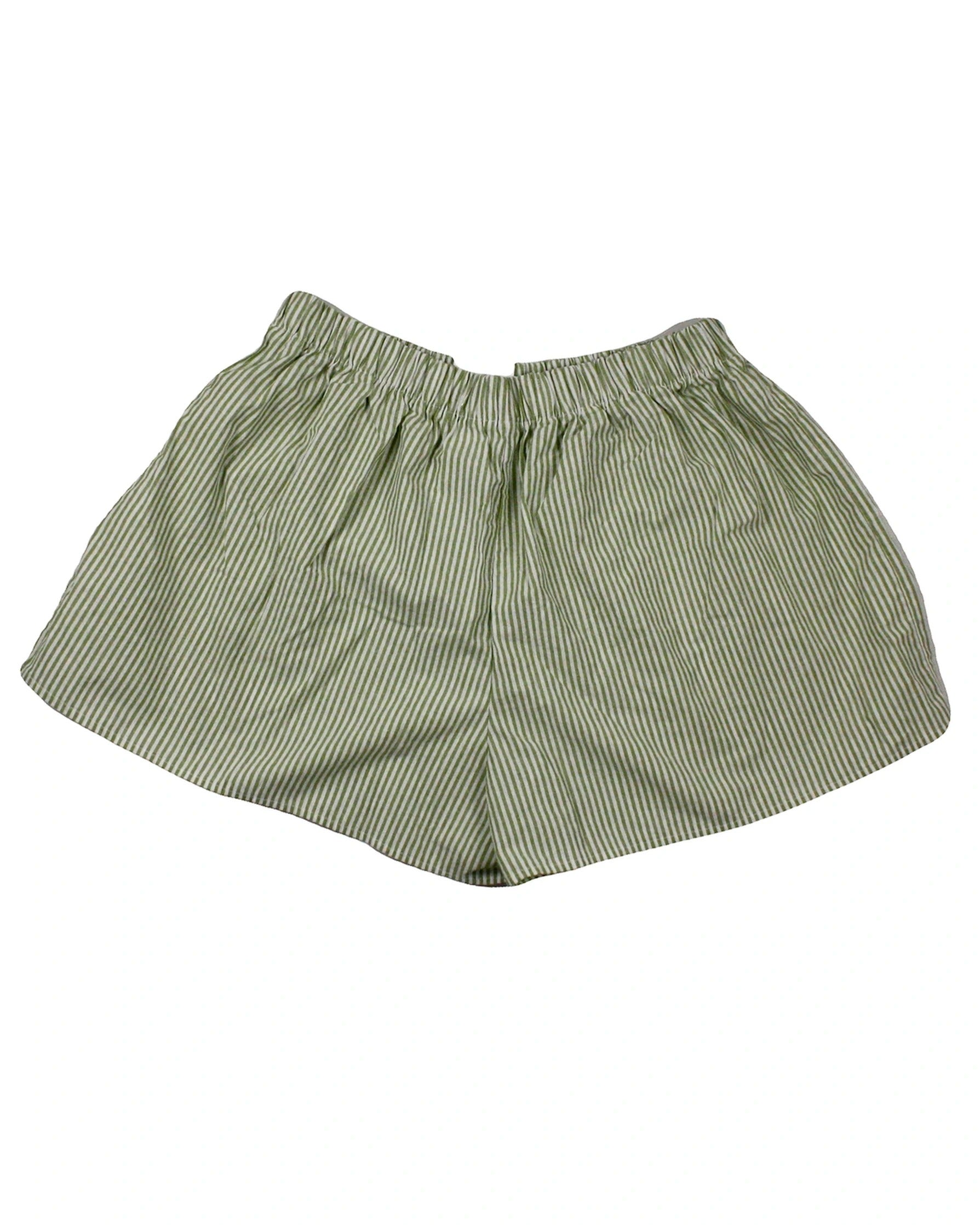 Rouri Women's Green/White Shorts with Boxer Style, Elastic Waist – Size W27