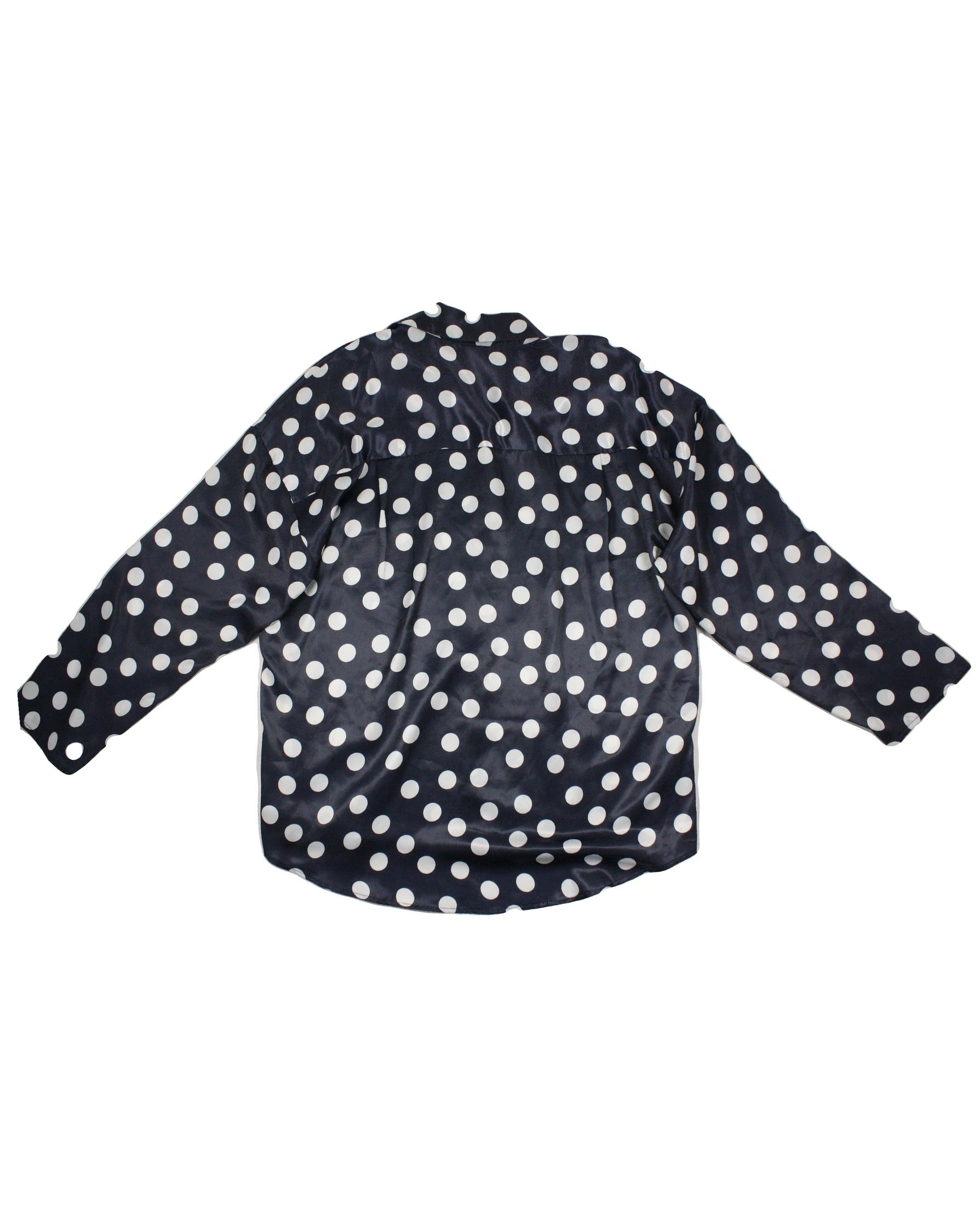 ASOS Women's Navy/White Shirt with Polka Dot, Sheen Finish, Back Yoke – Size 10