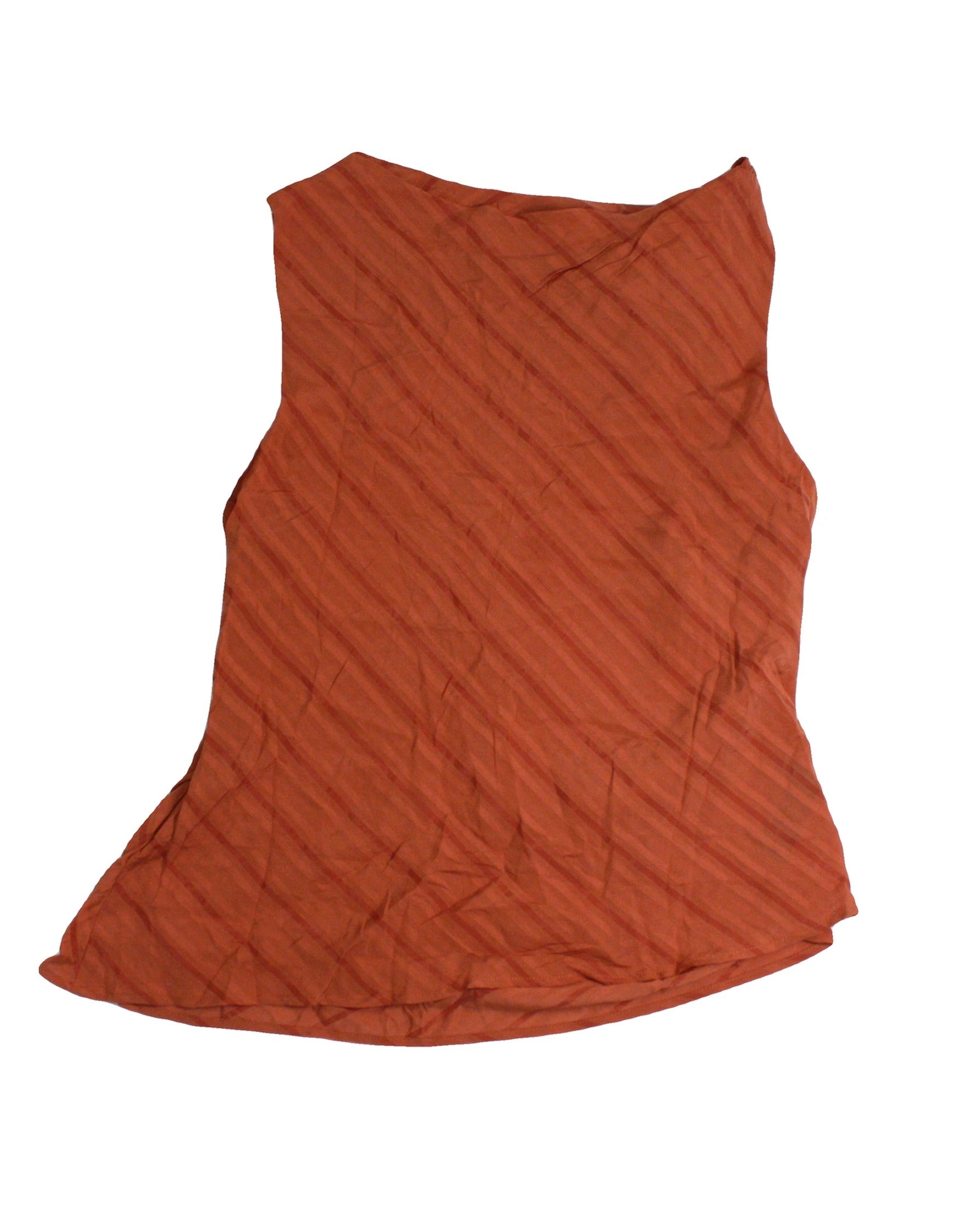 ASOS Women's Orange/Dark Orange Top with Boat Neck, Gathered Sleeves – Size L