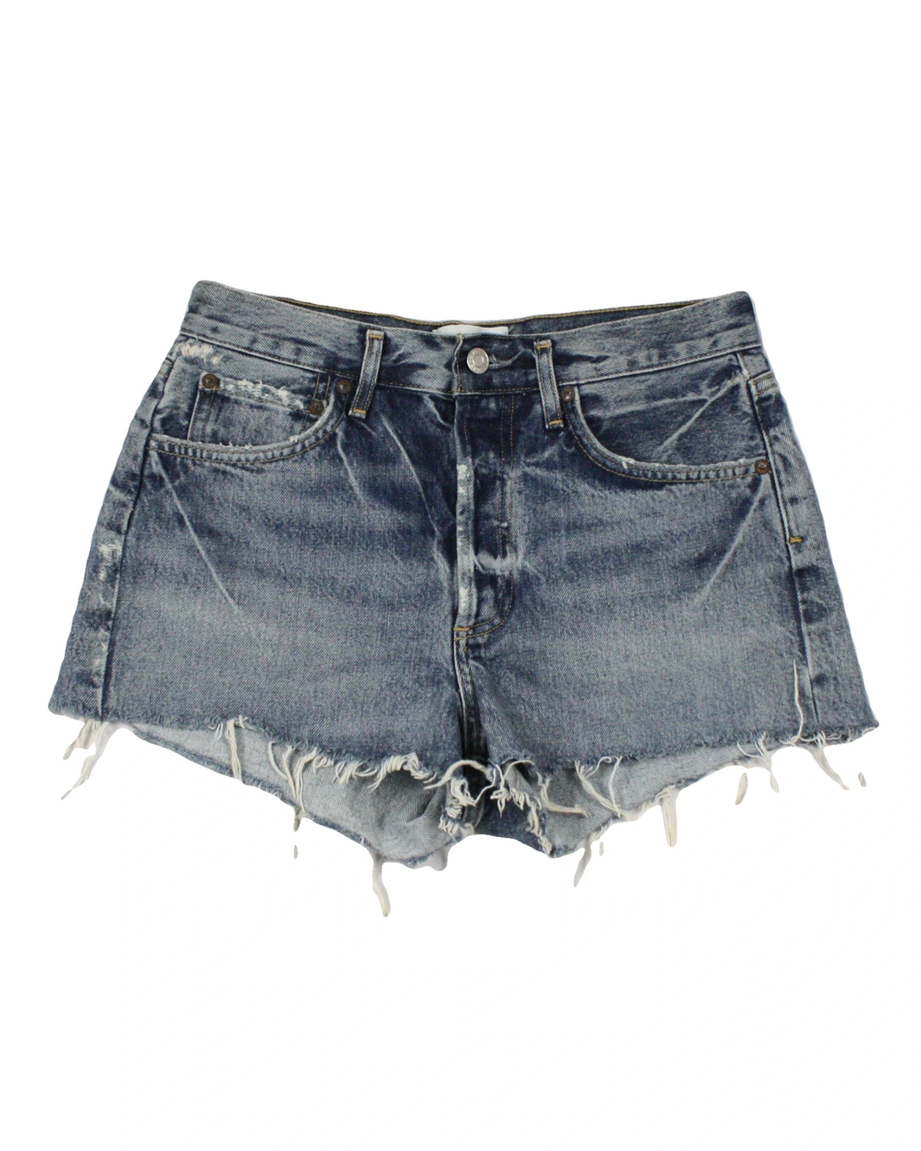 AGOLDE Women's Blue Shorts with Medium Wash, Denim, High Rise – Size W25