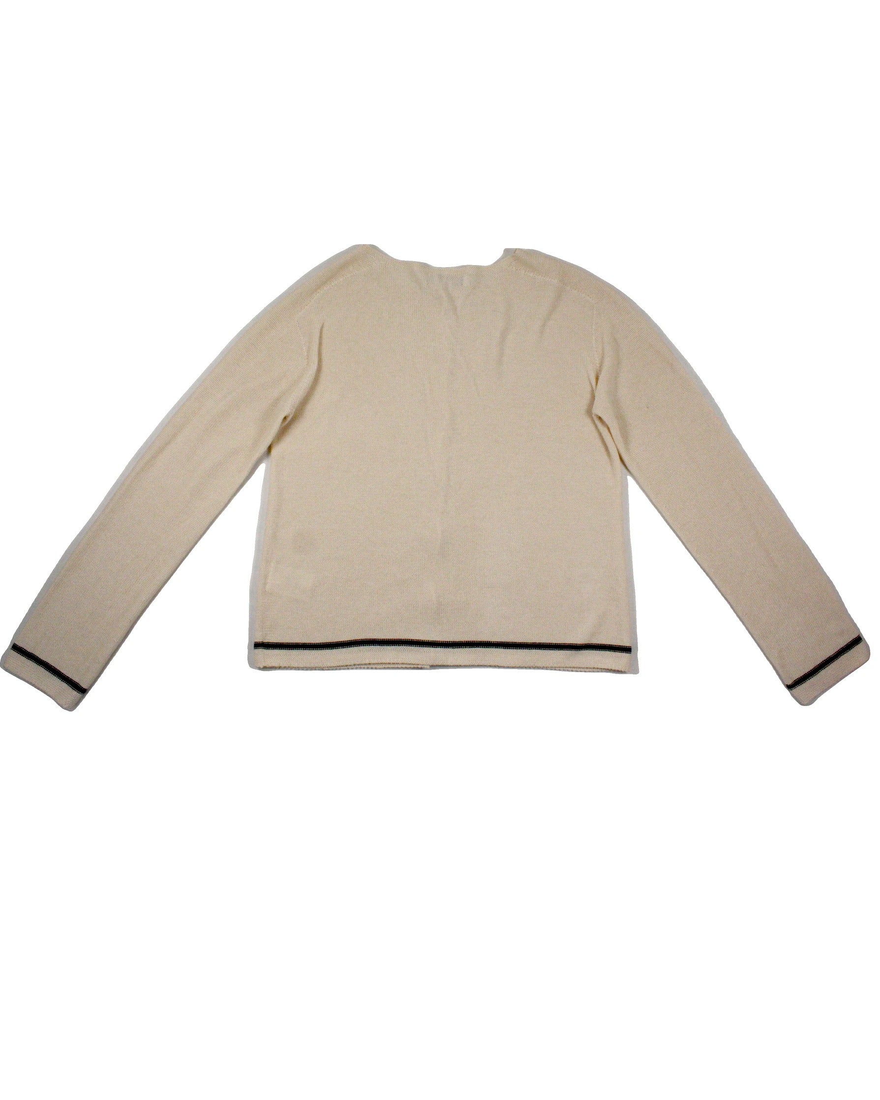 Uniqlo x Ines de la Fressange Women's Beige/Black Cardigan with Lightweight Knit, Round Neck – Size S
