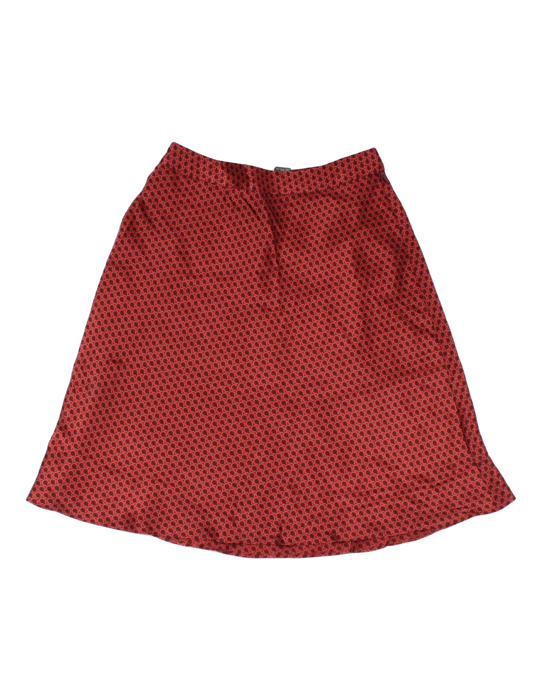 Banana Republic Women's Red/Black Skirt with Silk, Circle Graphic, Midi Length – Size W28