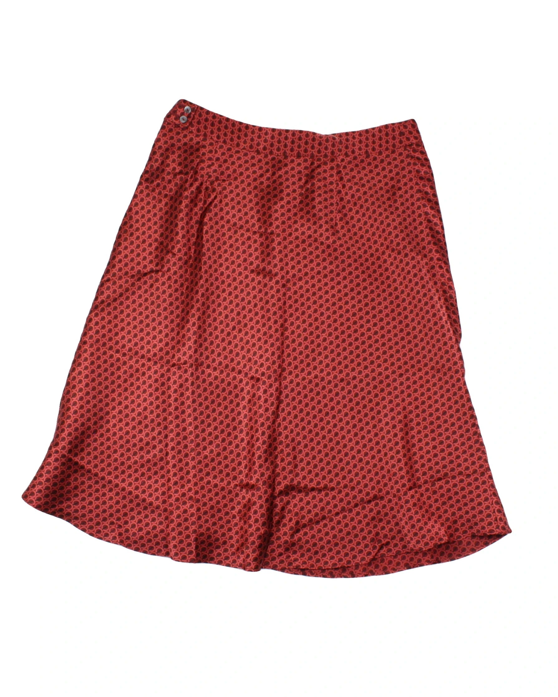 Banana Republic Women's Red/Black Skirt with Silk, Circle Graphic, Midi Length – Size W28