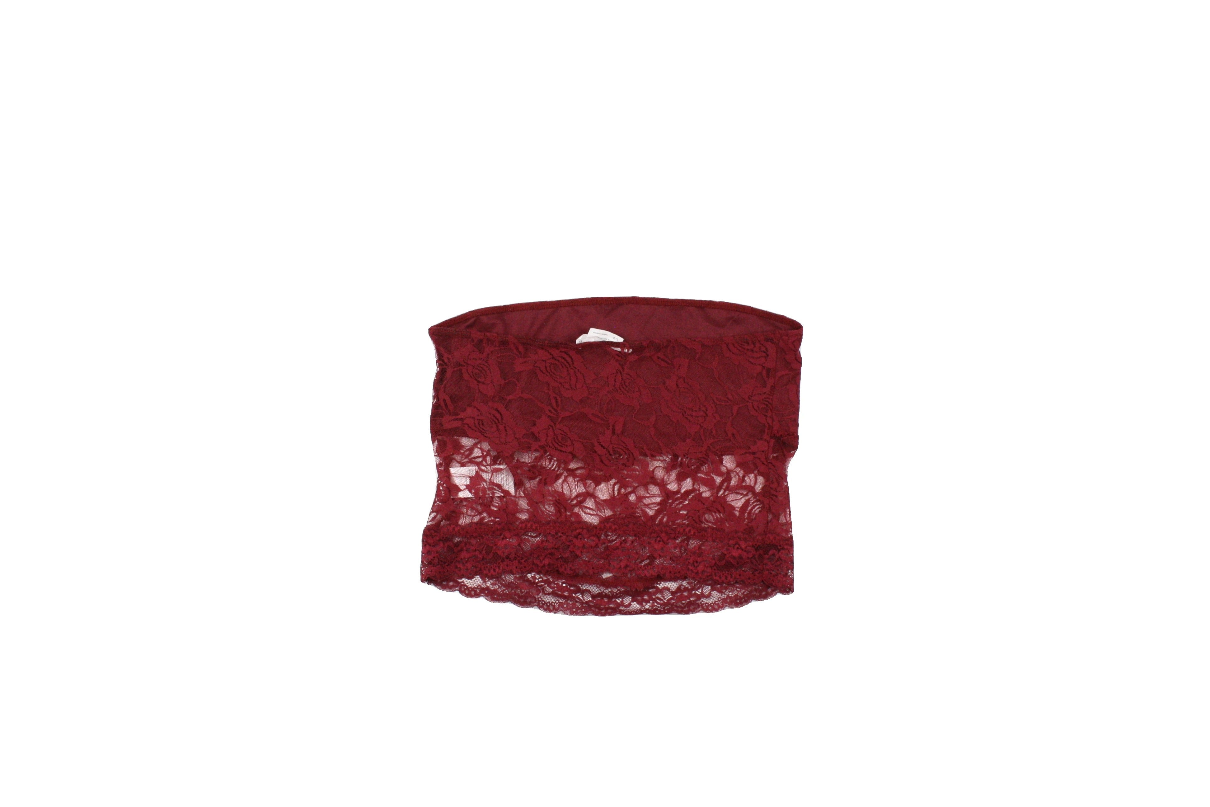 Urban Renewal Women's Burgundy Top with Lace, Tube Style, Paneled Construction – Size L