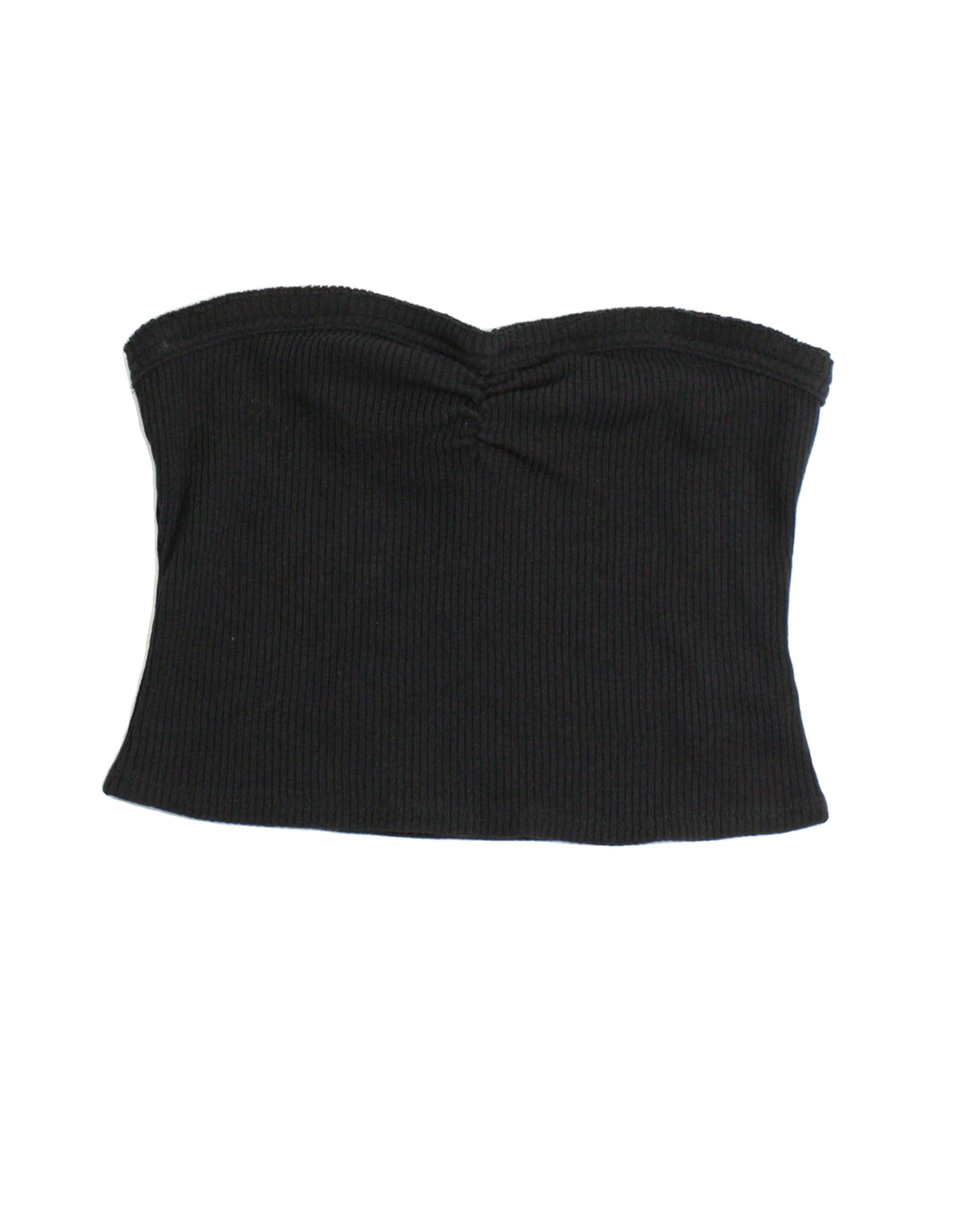 Urban Outfitters Women's Black Top with Rib Knit, Tube Style, Sweetheart Neck – Size L