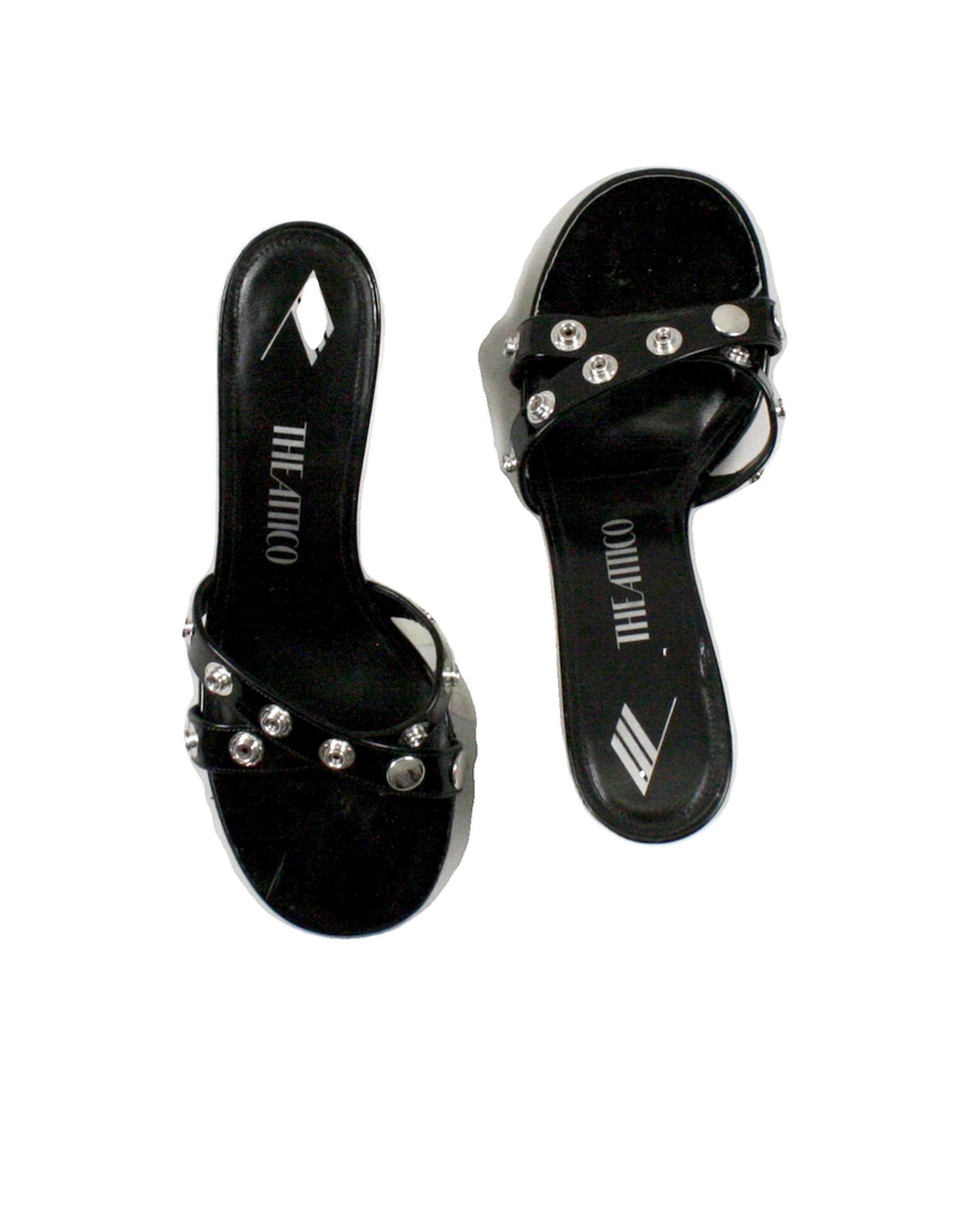 The Attico Designer Women's Black Snap Strap Detail Crisscross Straps 3 Heel Heels – Size 10