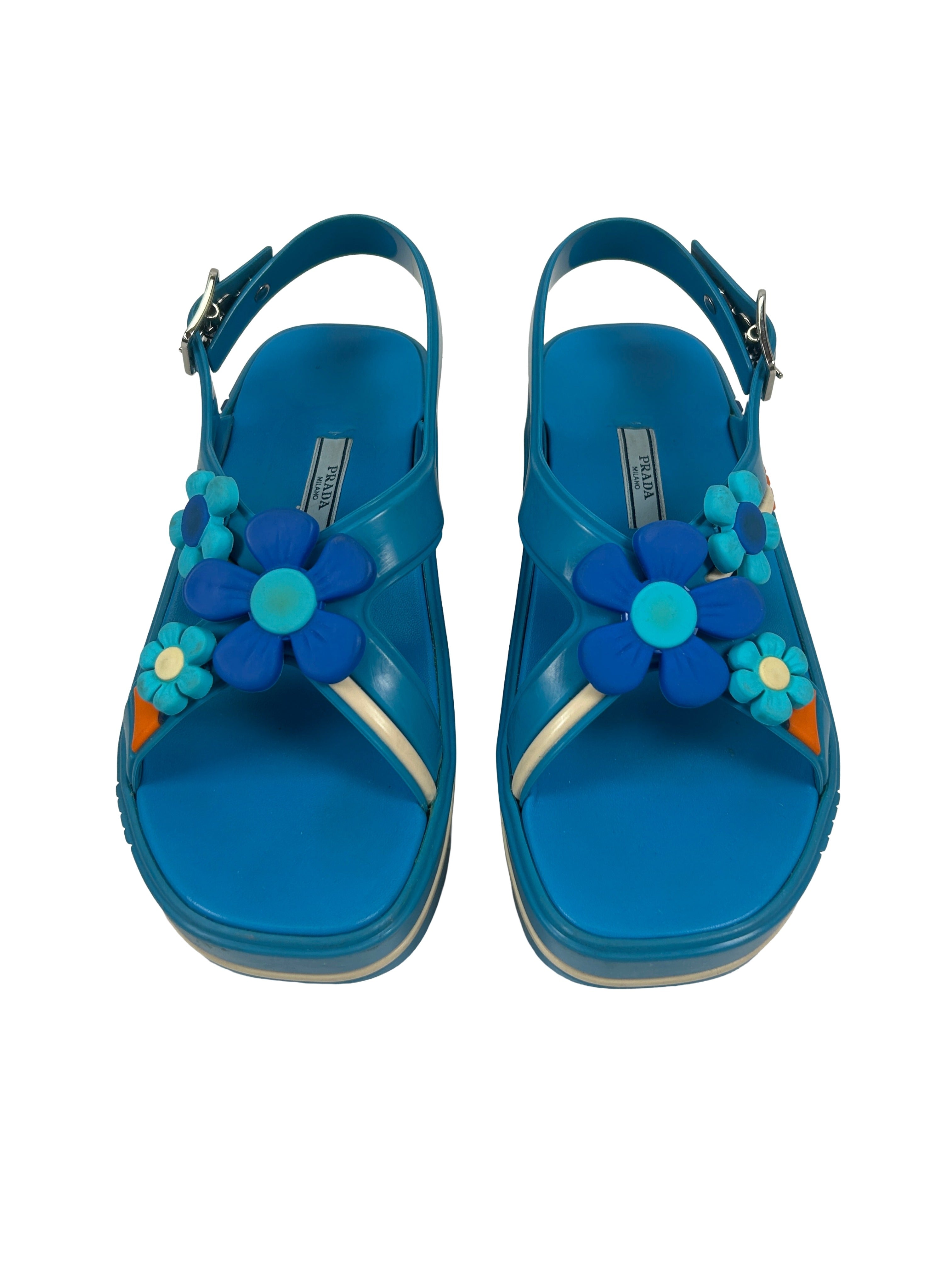 Prada Size 36 Rubber Floral Platform Sandals