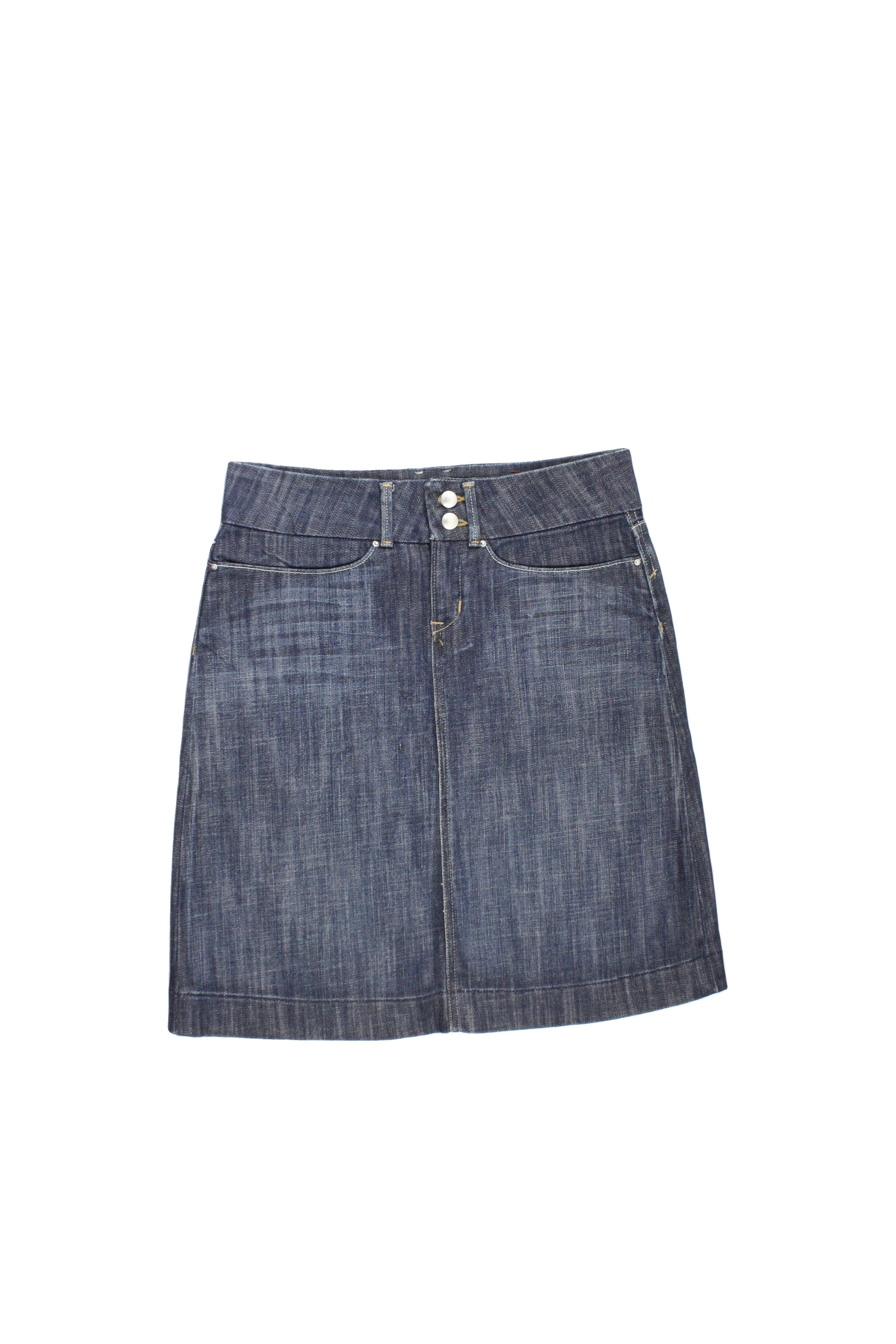 Banana Republic Women's Dark Blue Cotton Four Pockets Pencil Silhouette Waist Panel Skirt – Waist 30