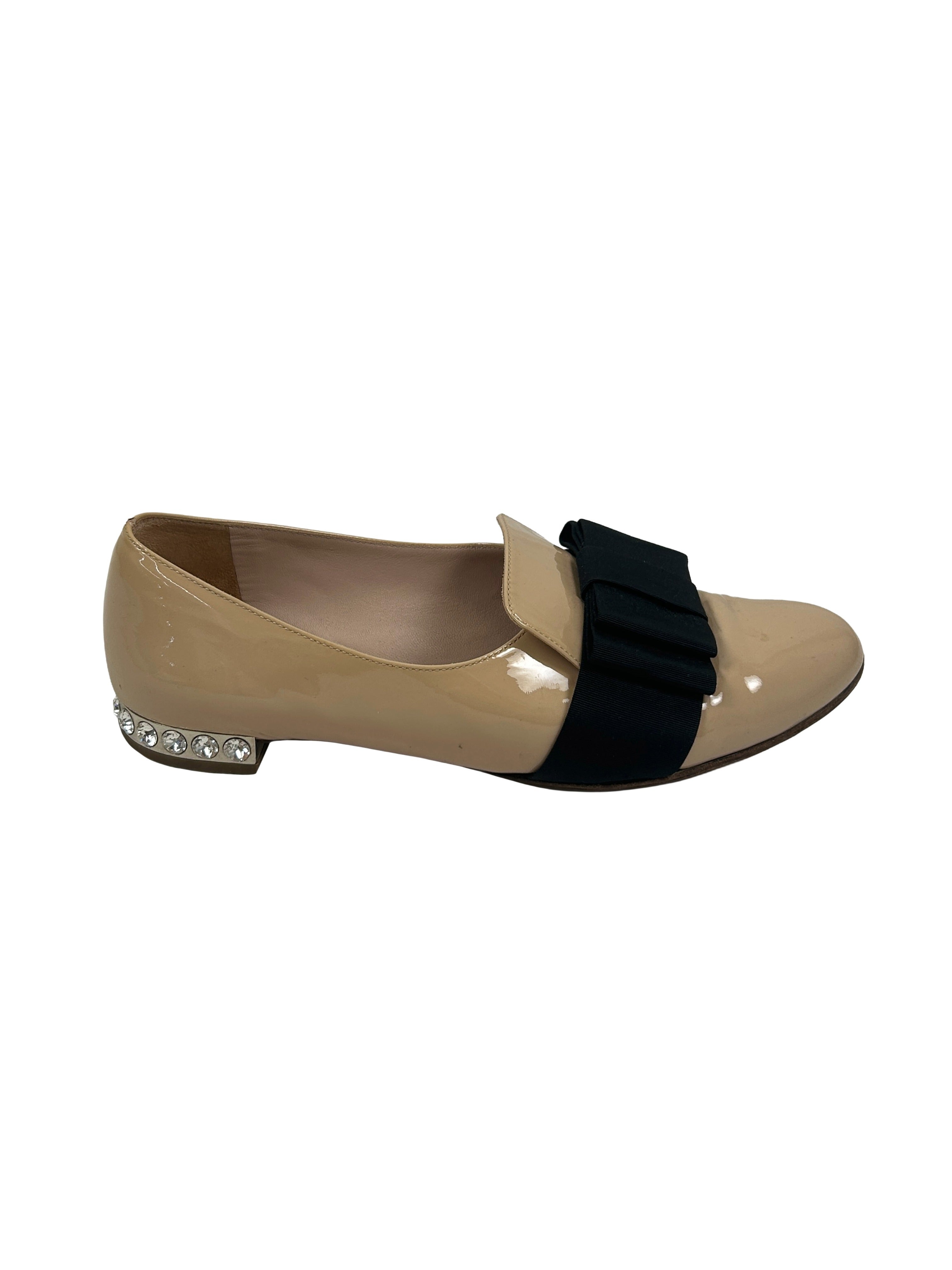Miu Miu Size 36.5 Patent Leather Bow Loafers
