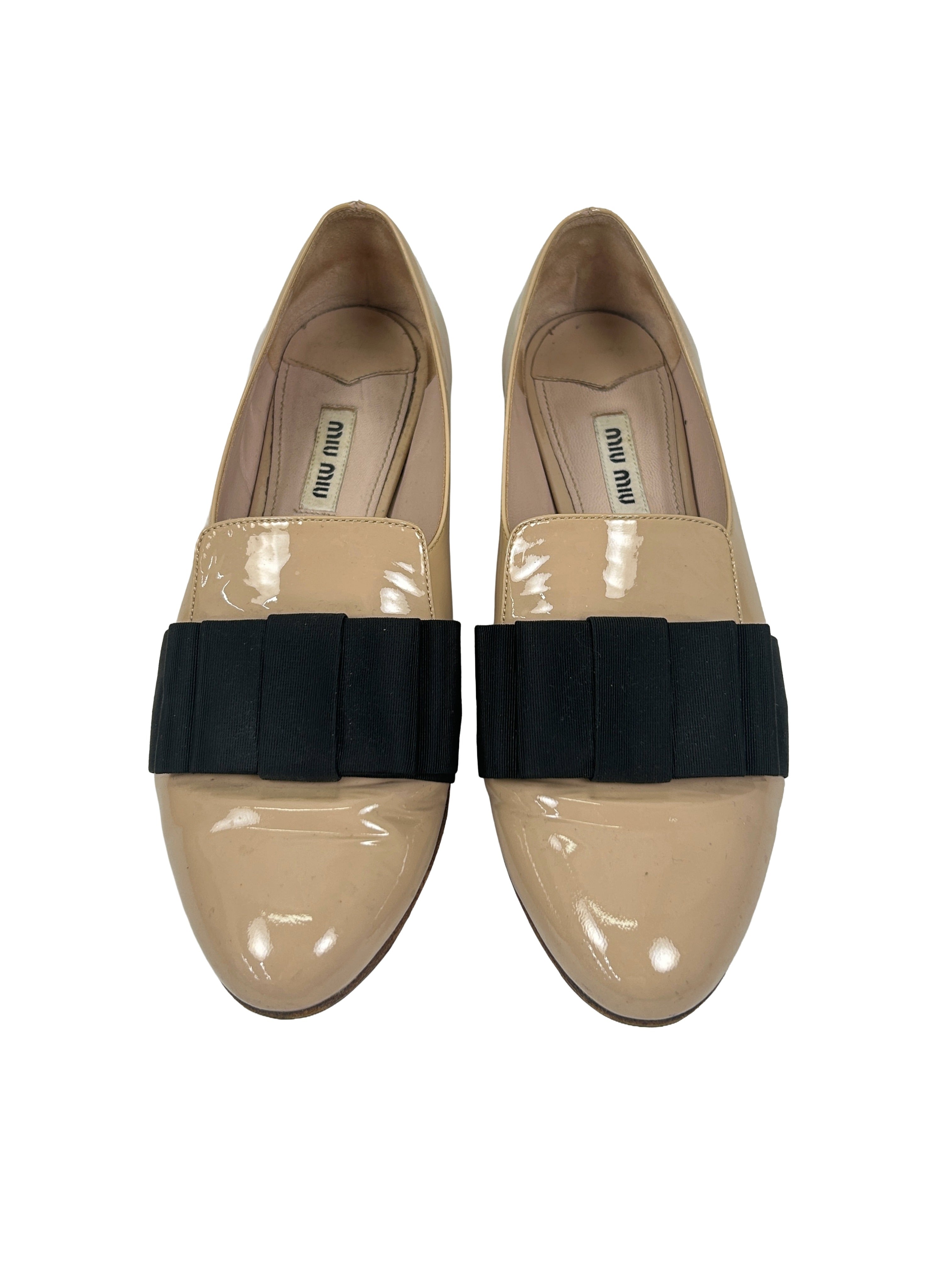 Miu Miu Size 36.5 Patent Leather Bow Loafers