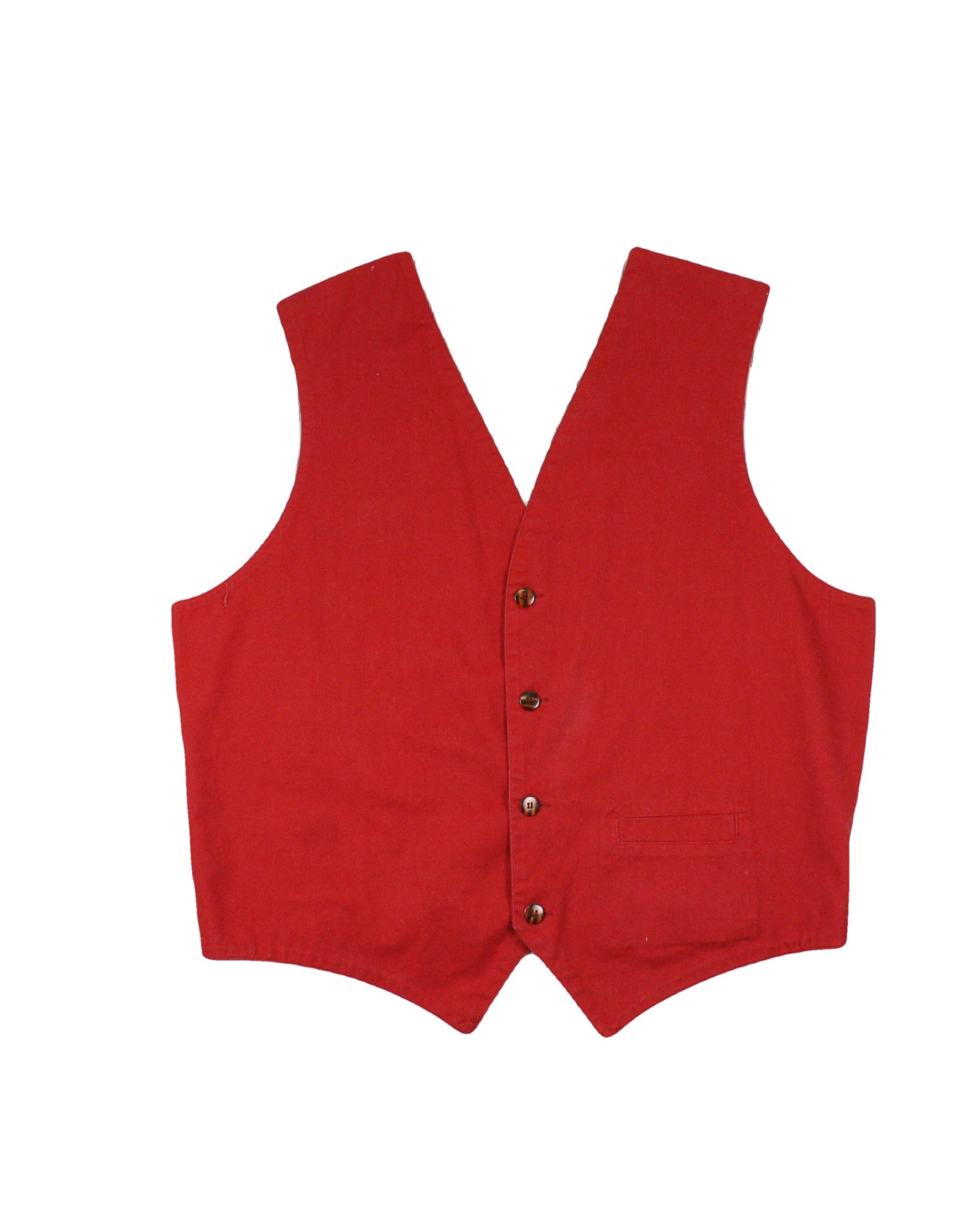 Spirit River Men's White/Black/Red Striped Pattern V-Neckline Button Front Satin Back Vest – AS IS, Size M