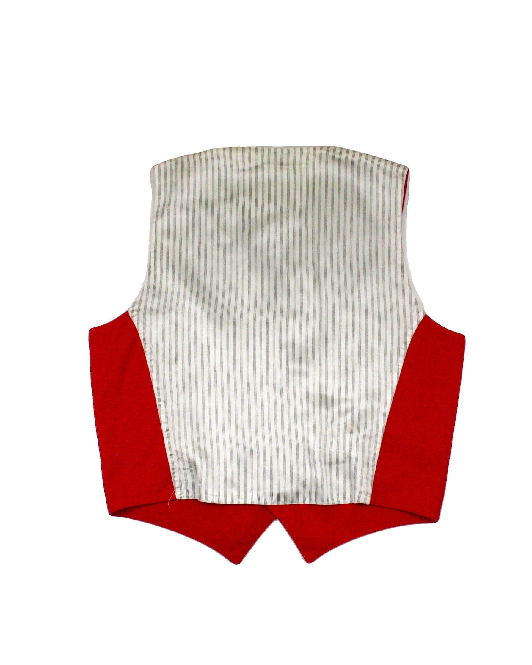 Spirit River Men's White/Black/Red Striped Pattern V-Neckline Button Front Satin Back Vest – AS IS, Size M