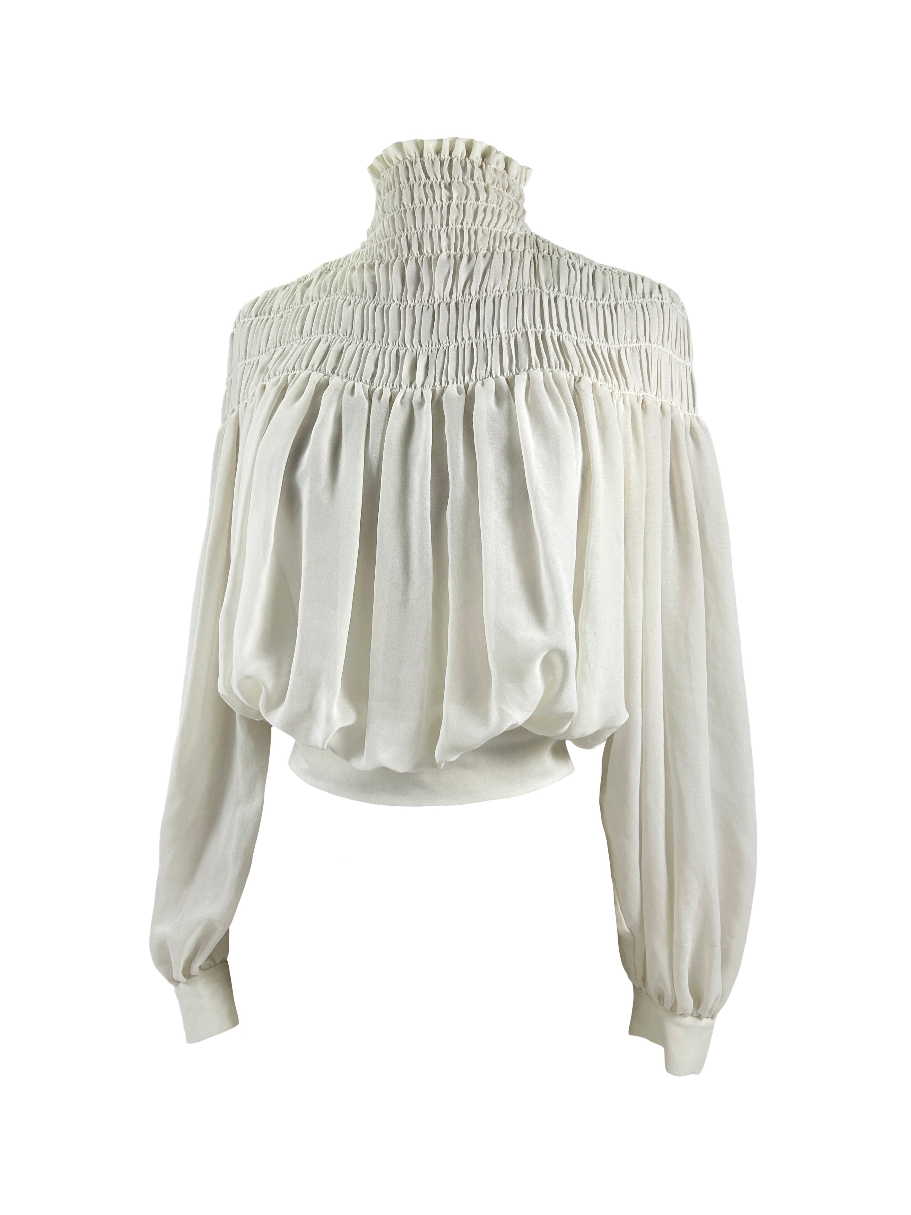 Frame Size S Shirred Chiffon Top