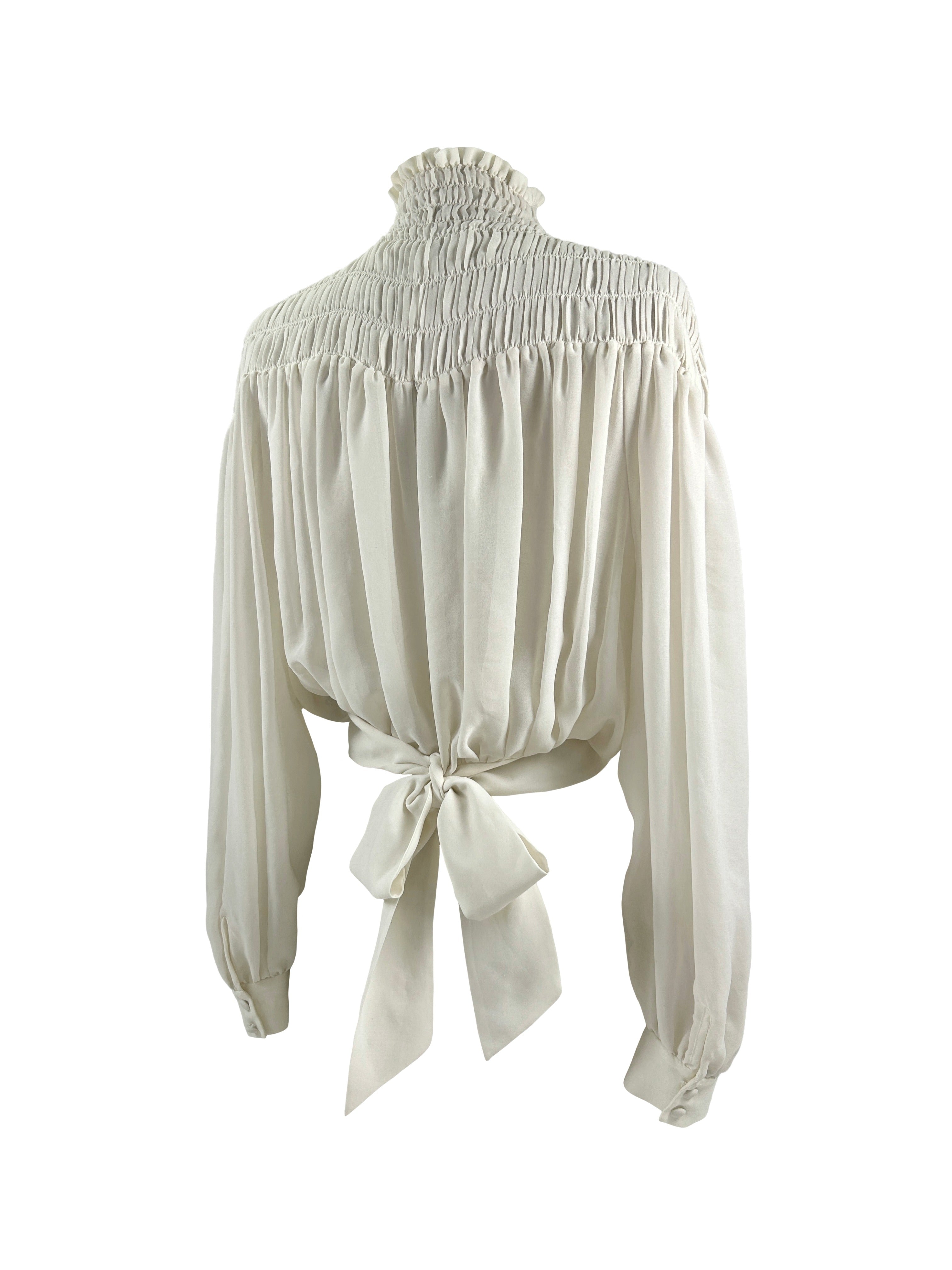 Frame Size S Shirred Chiffon Top