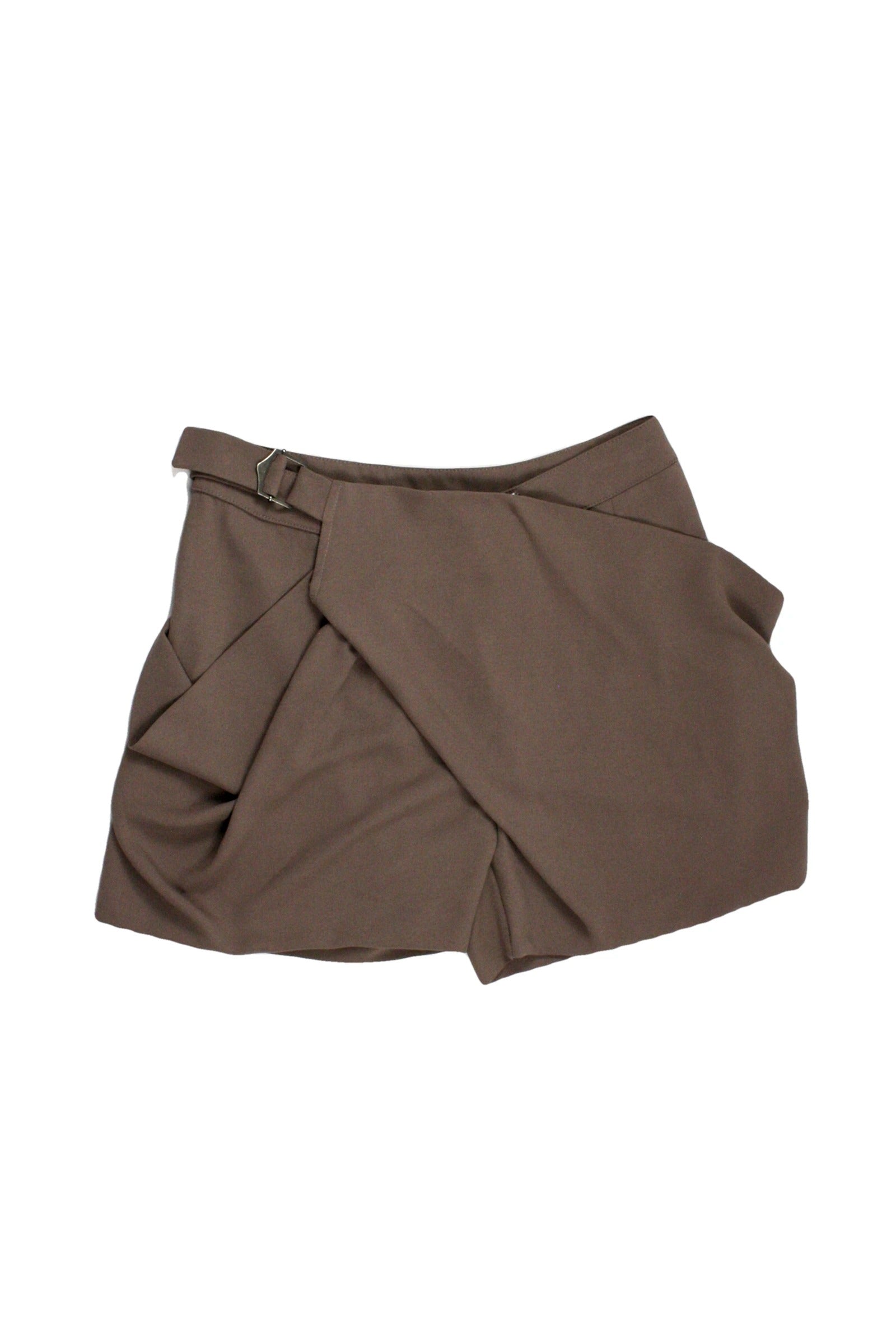 By Fitting Room Women's Brown Two Pockets Asym Fold Gathered Detail Waist Buckle Shorts – Waist 25