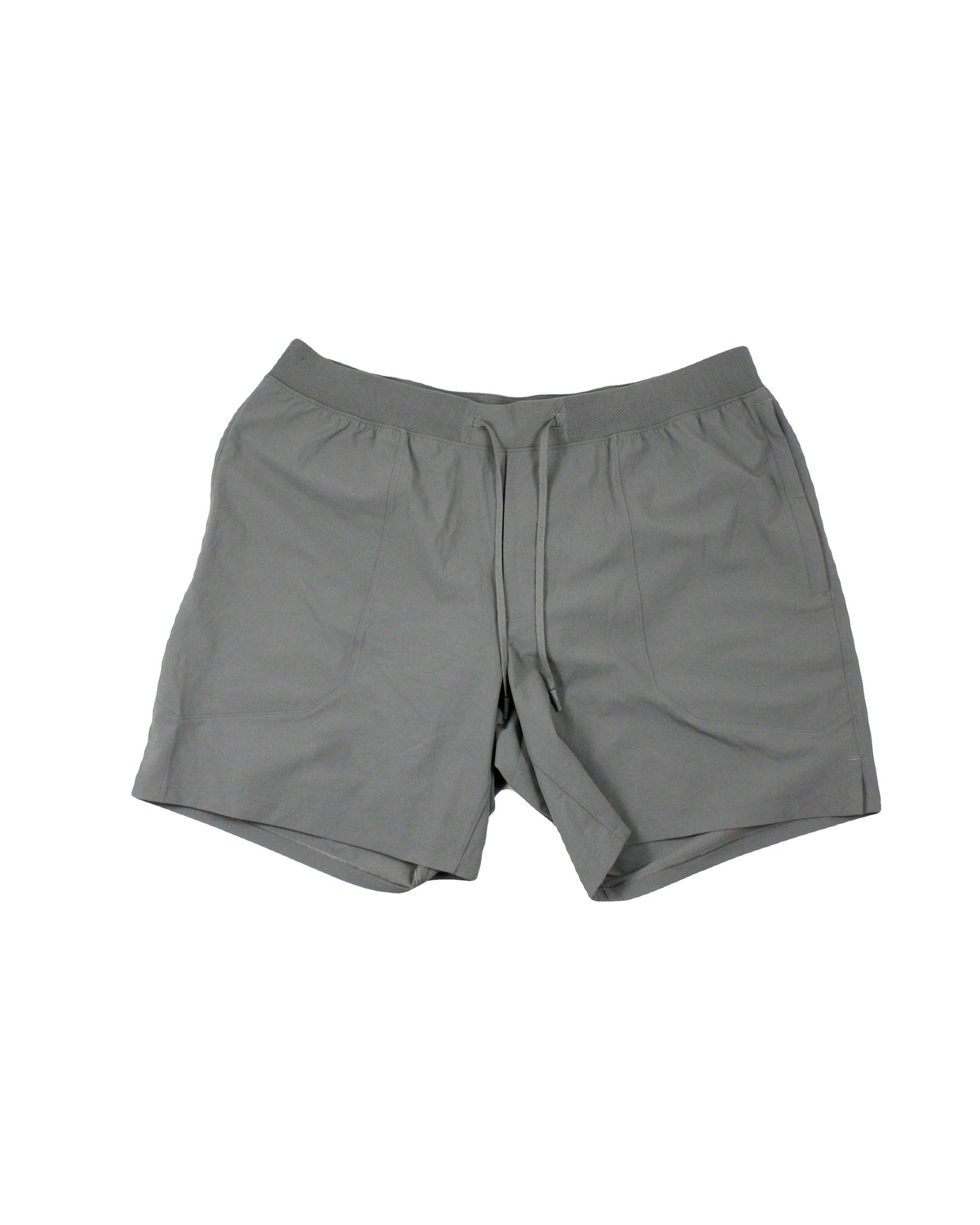 Lululemon Men's Gray Mini Length Ribbed Trim Front Ties Shorts – New, Waist 34
