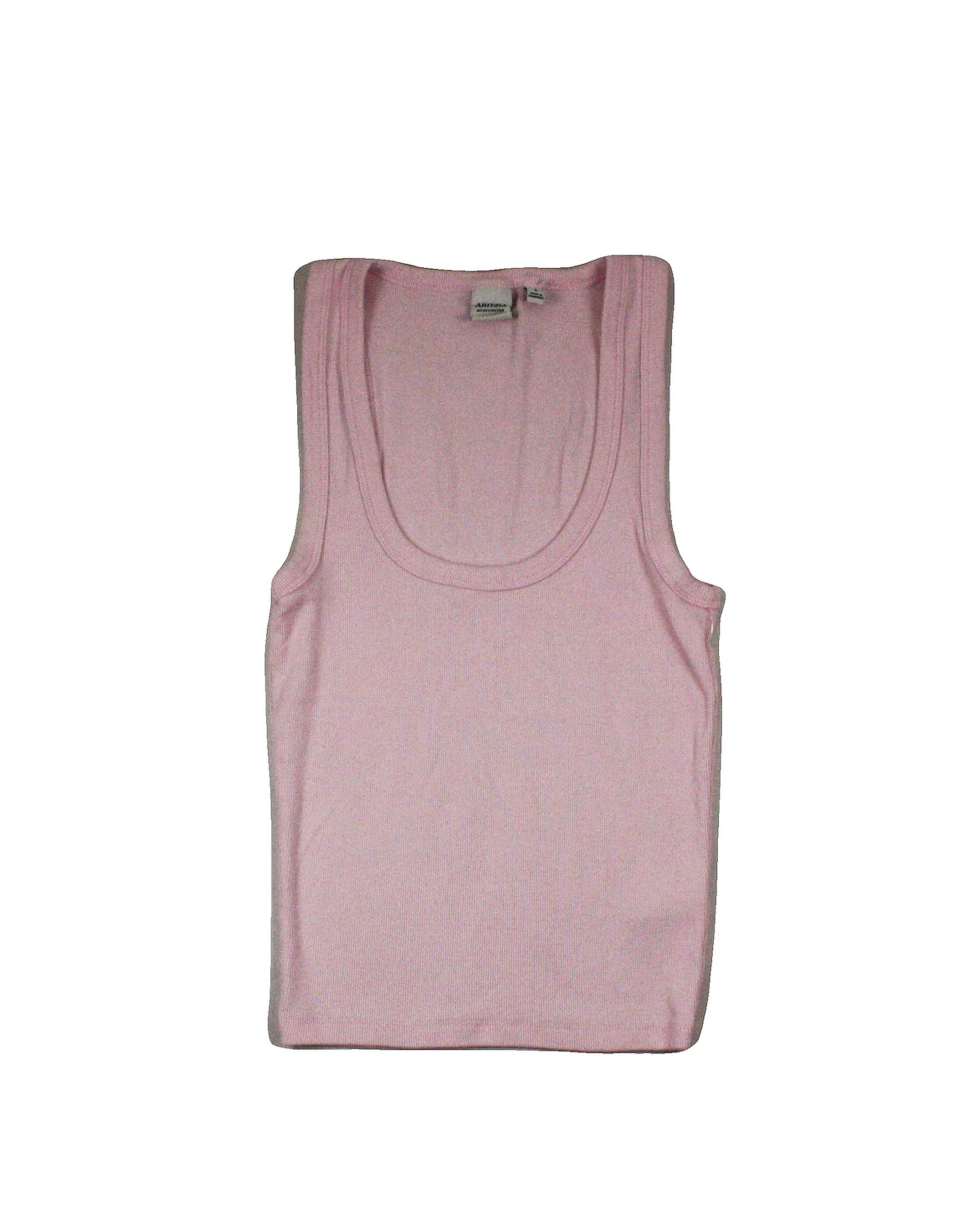 Aritzia Homestretch Women's Pink Rib Knit Scoop Neckline Stretch Fabric Sleeveless Top – Size S